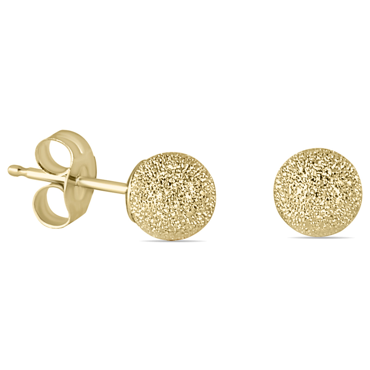 14K Yellow Gold 4Mm Laser Cut Ball Stud Earrings