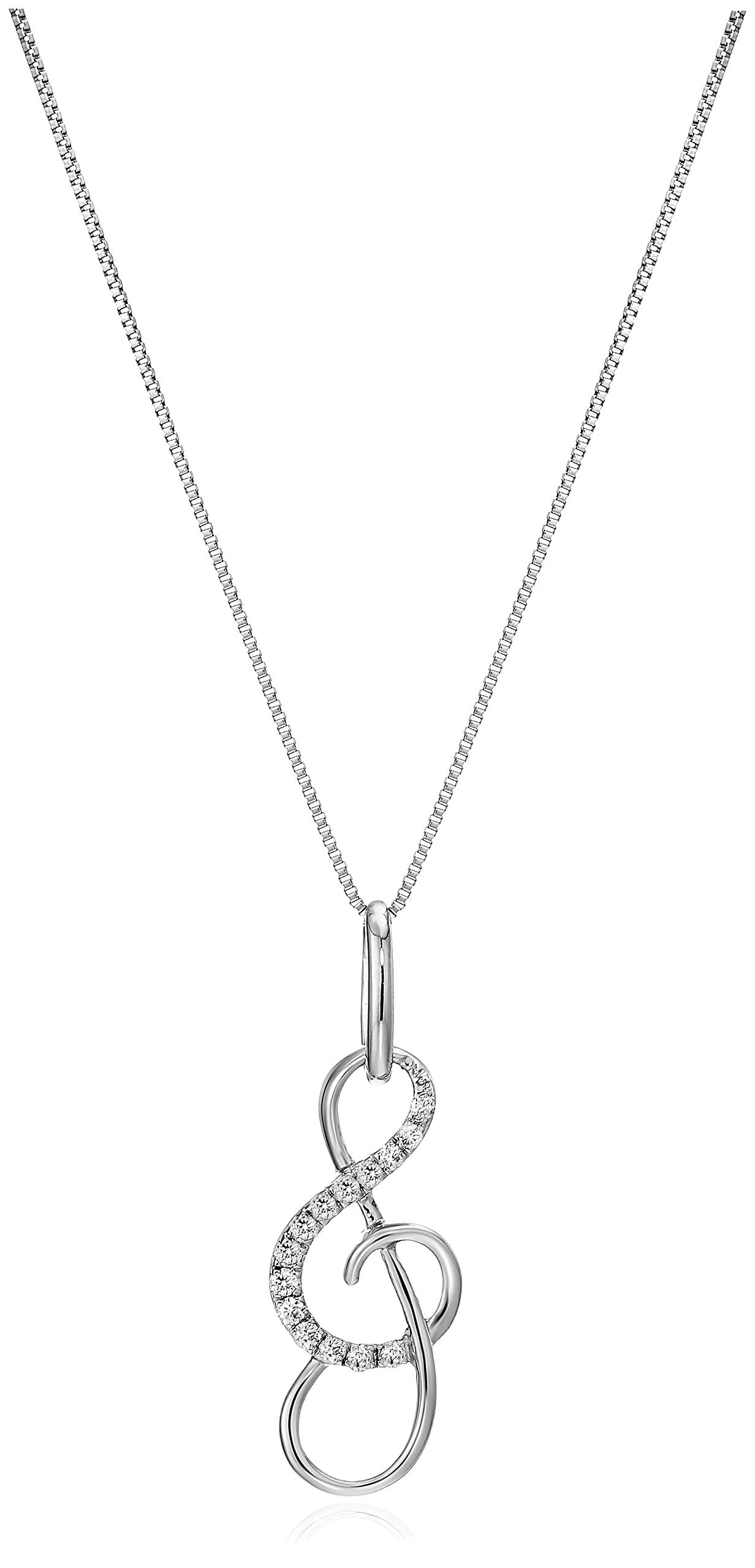 1/10 cttw Diamond Musical Pendant 10K White Gold with 18 Inch Chain