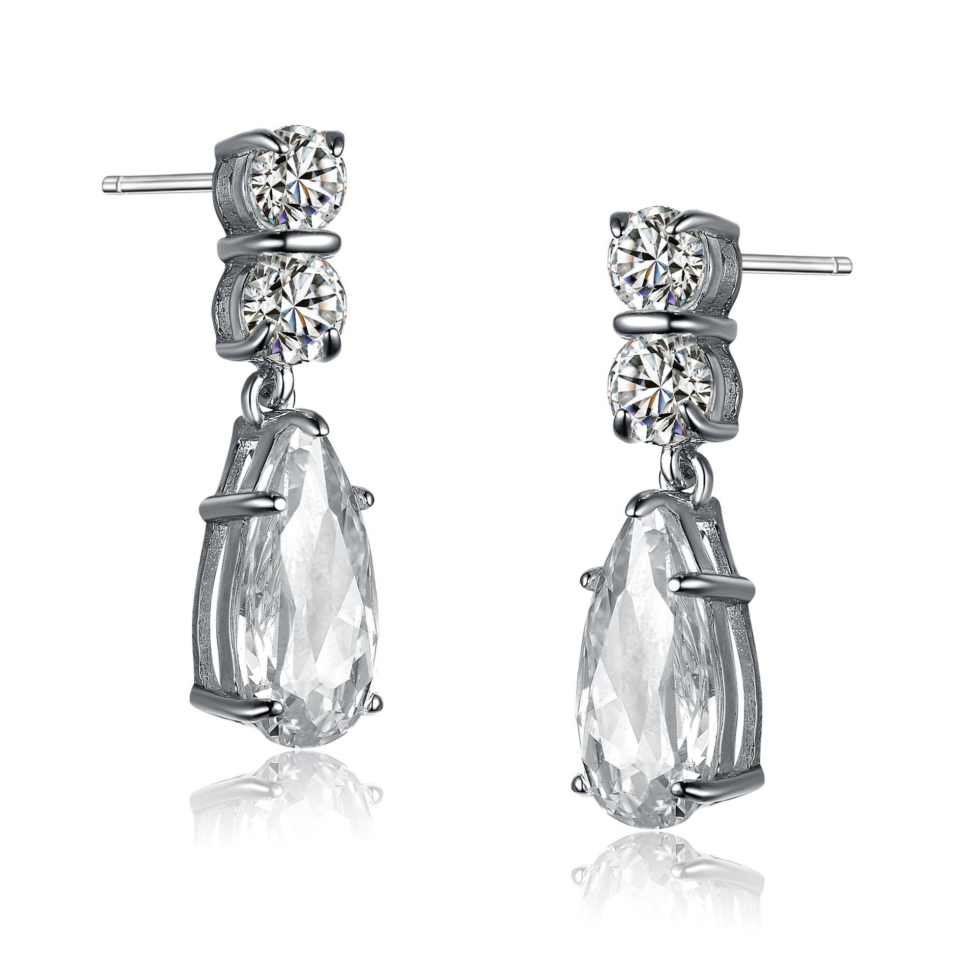 Sterling Silver Cubic Zirconia Teardrop Earrings