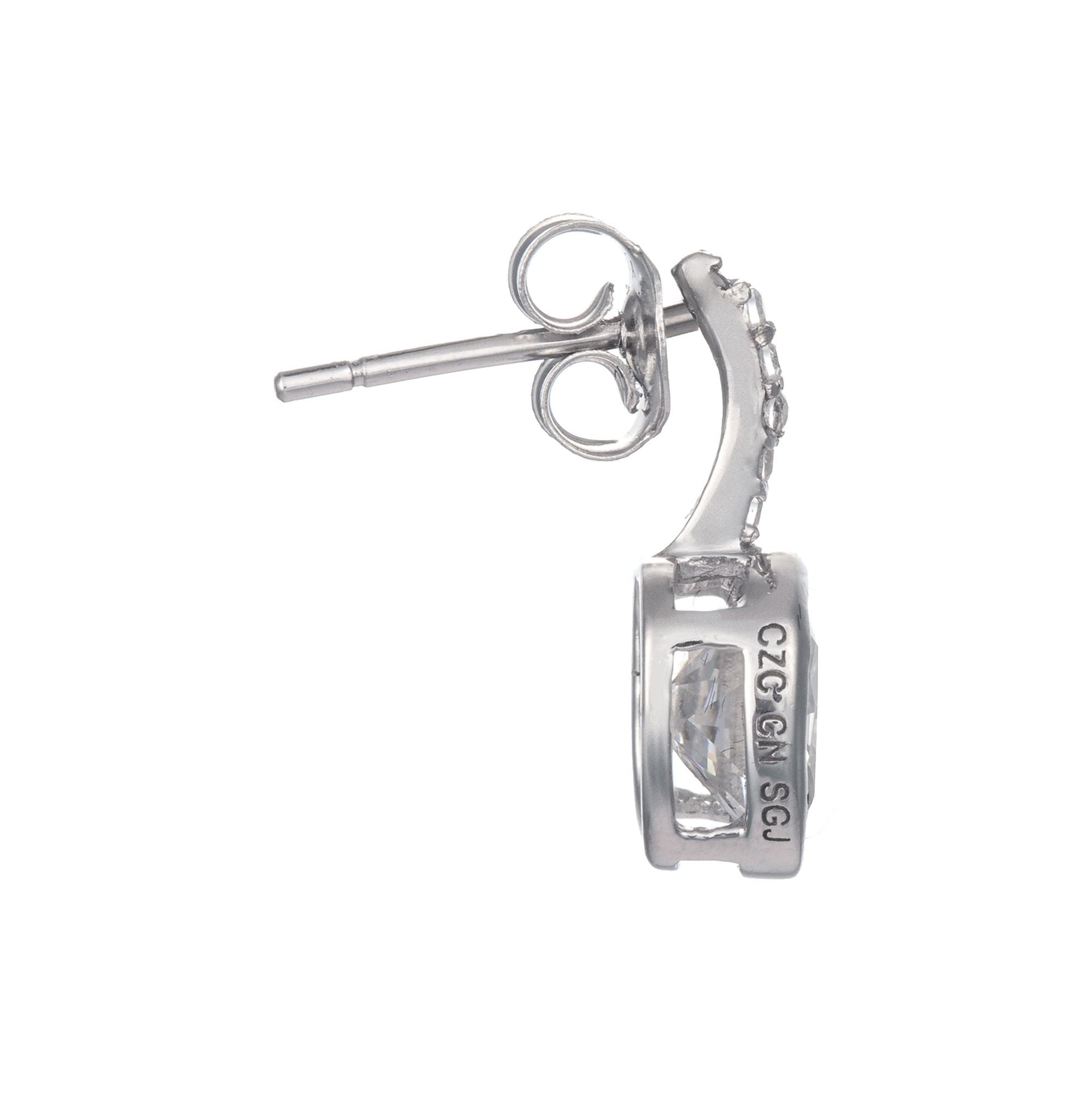Sterling Silver Cubic Zirconia Square Drop Pendant