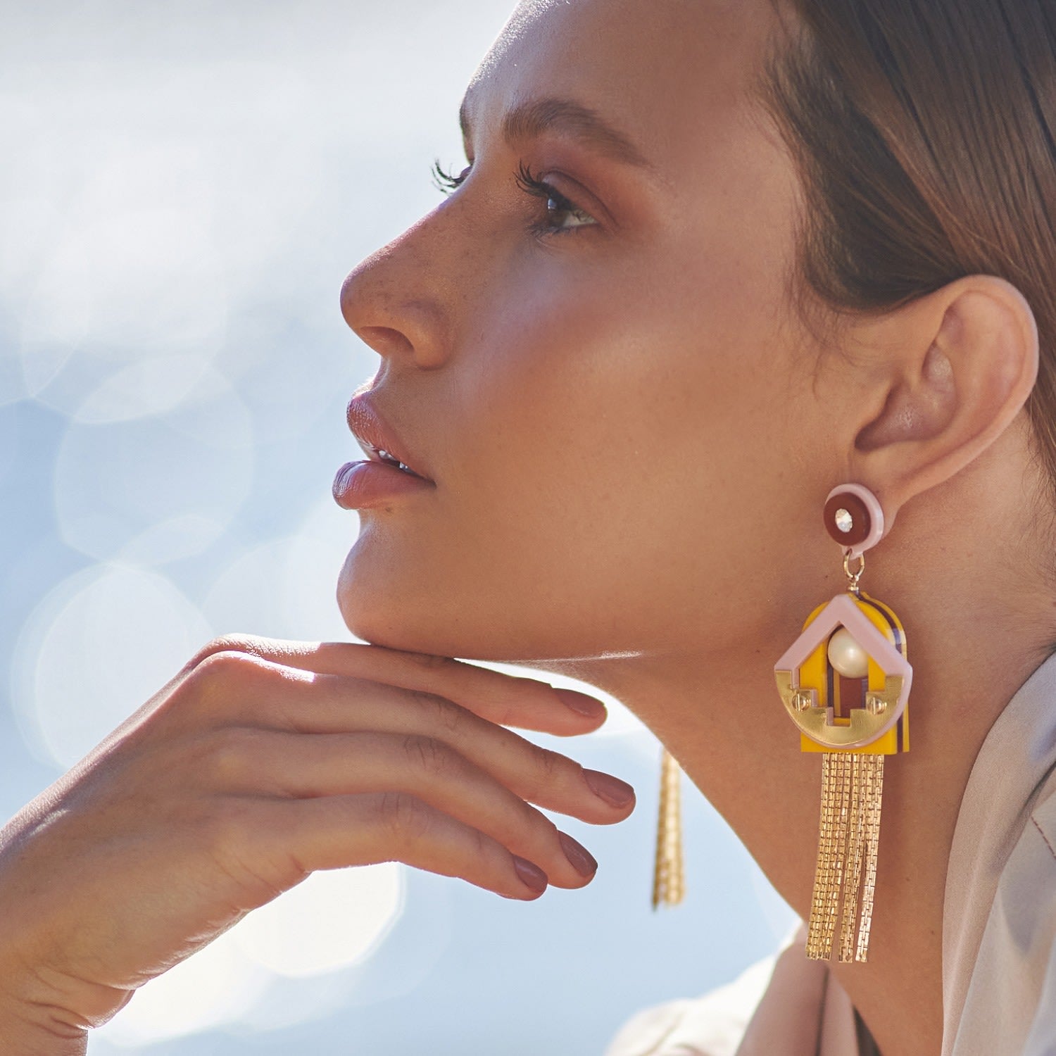 Handmade Acrylic Earring Maya - Blue