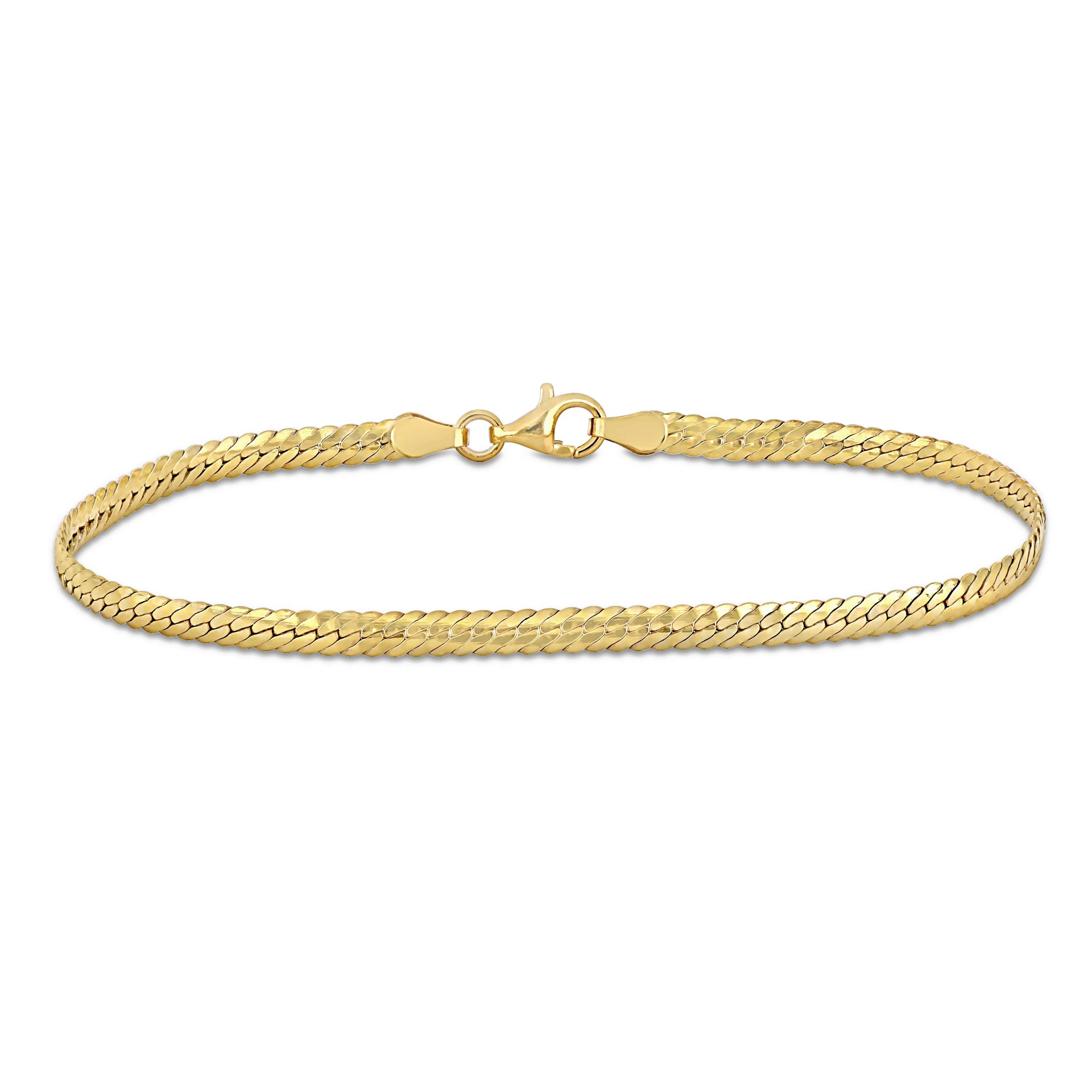 Mimi & Max 3mm Herringbone Bracelet in 18k Yellow Gold Plated Sterling Silver - 7.5 in