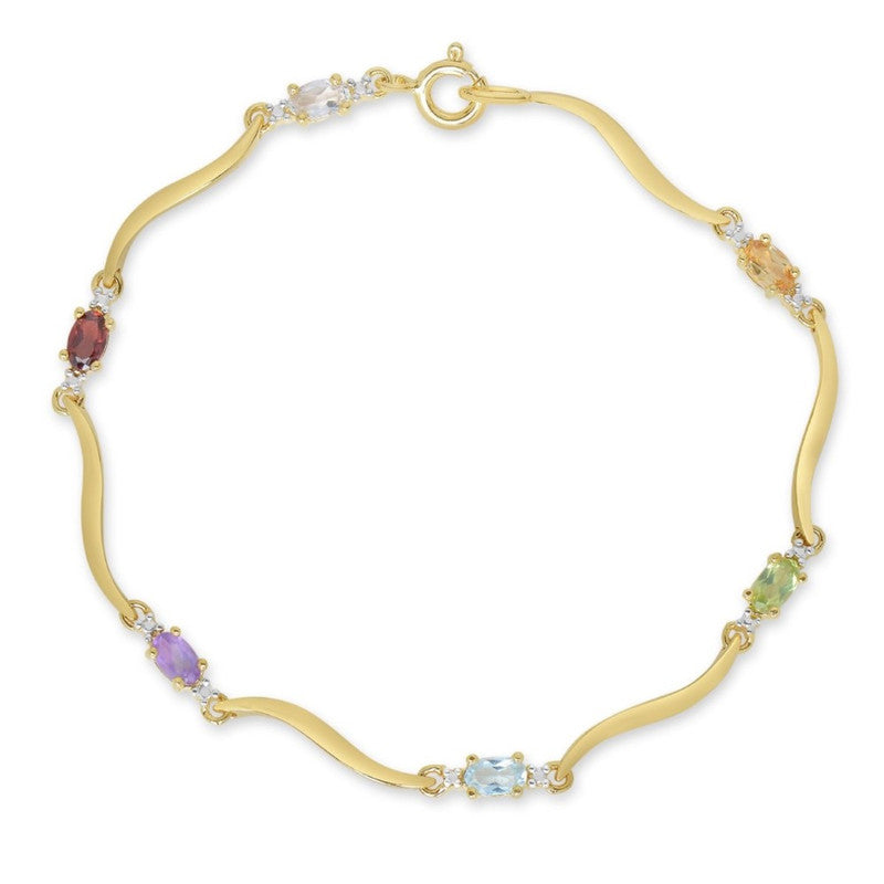 Sterling Silver with 3mm Colored Cubic Zirconia Tennis Bracelet