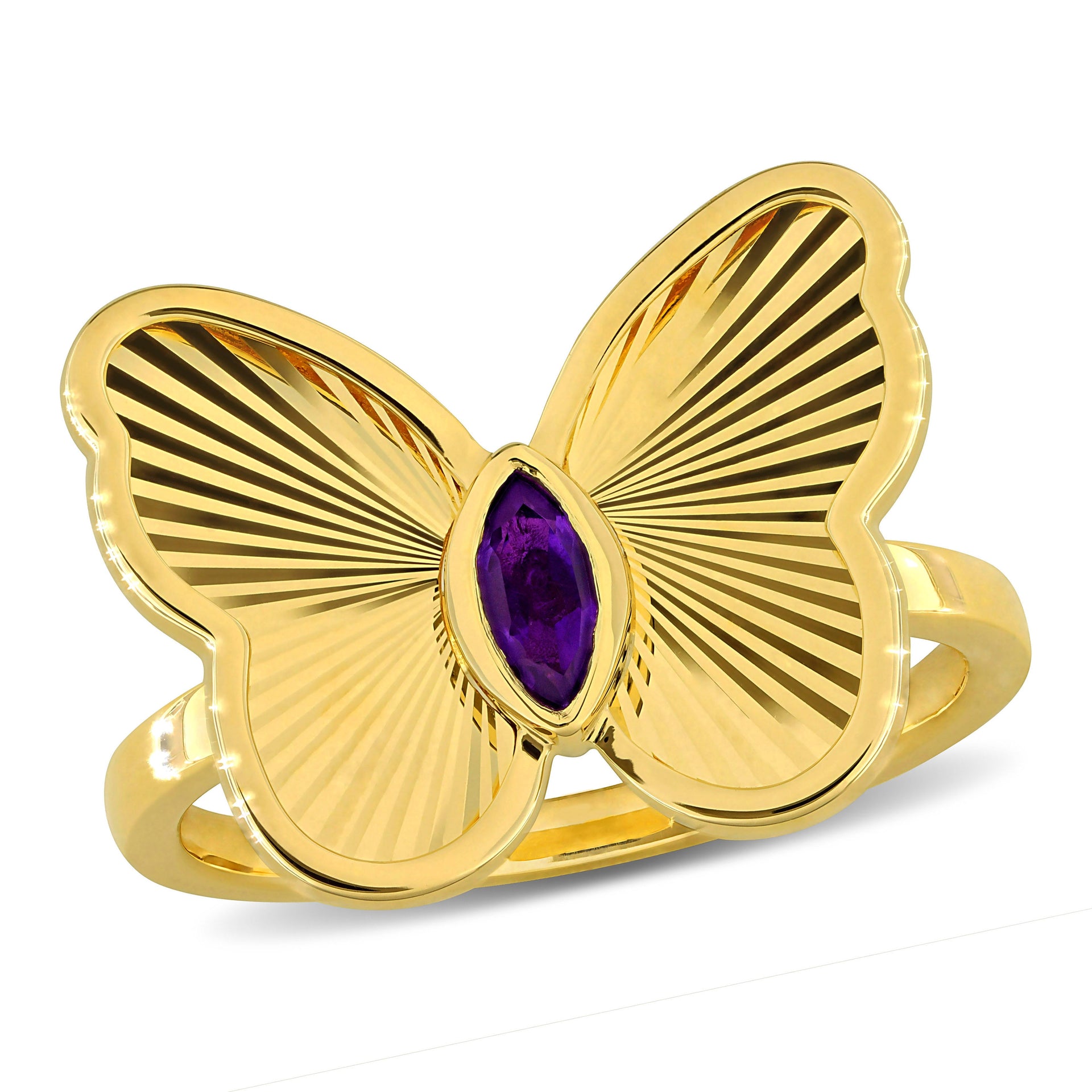 Mimi & Max 1/8 ct TGW Amethyst Butterfly Ring 10k Yellow Gold