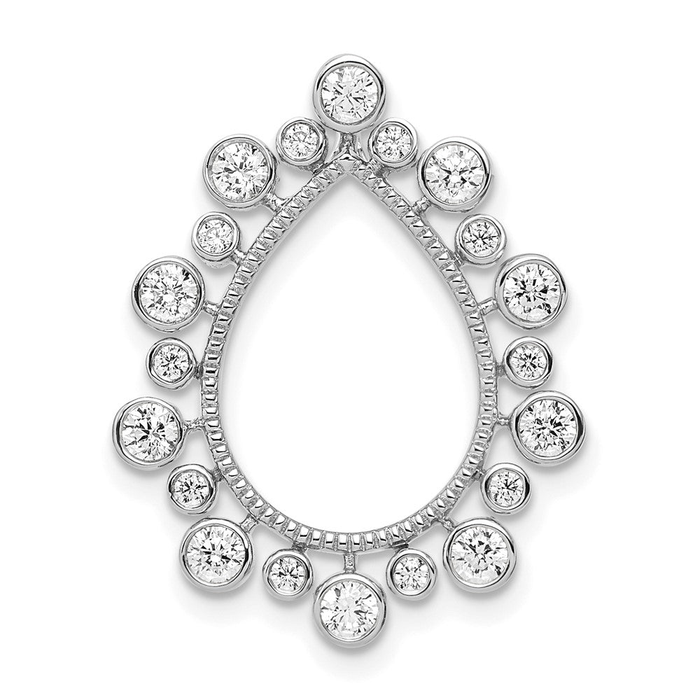 14K White Gold Lab Grown Diamond Fancy Teardrop Chain Slide Pendant (0.64ct VS G-H)