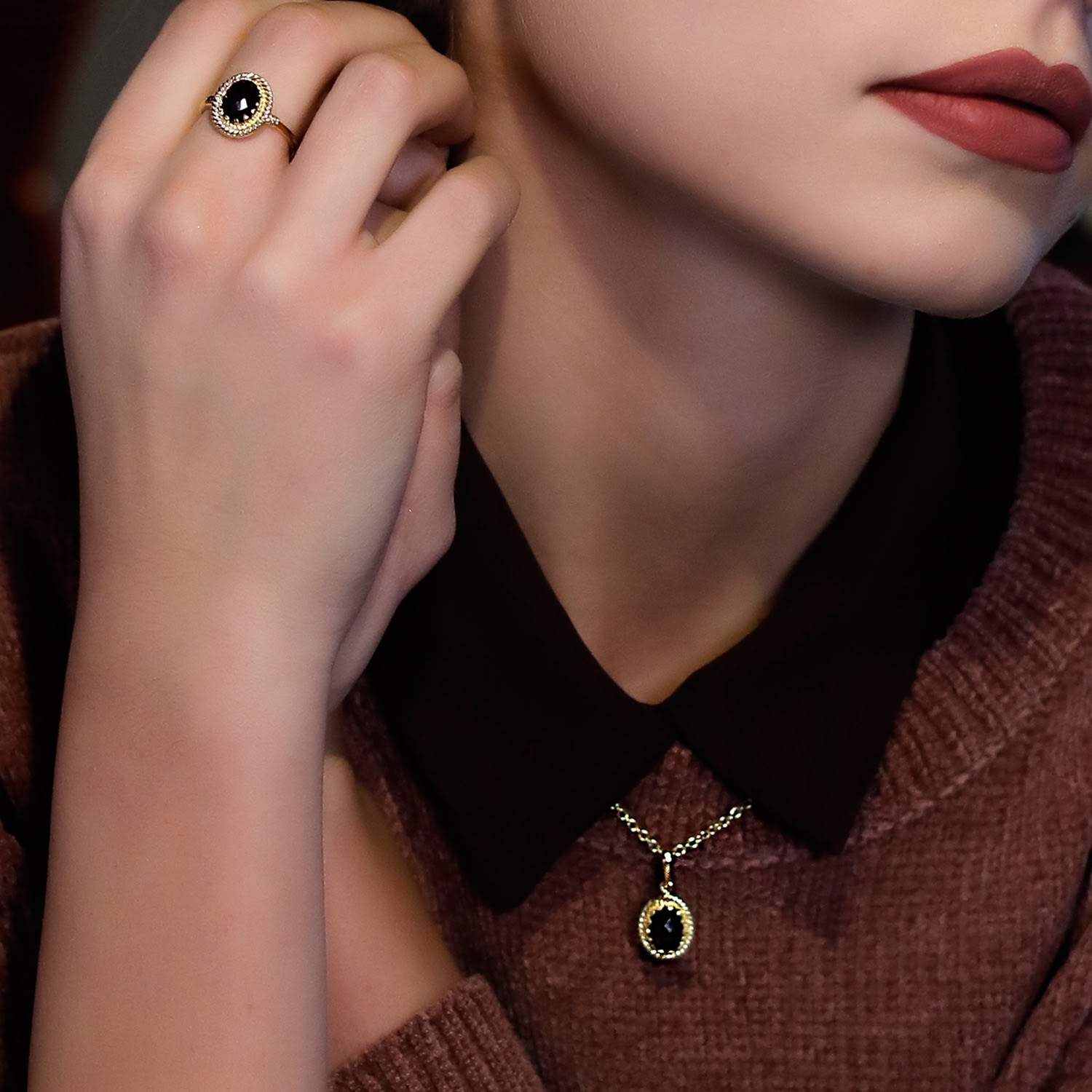 Luccichio Smoky Quartz Pendant Necklace