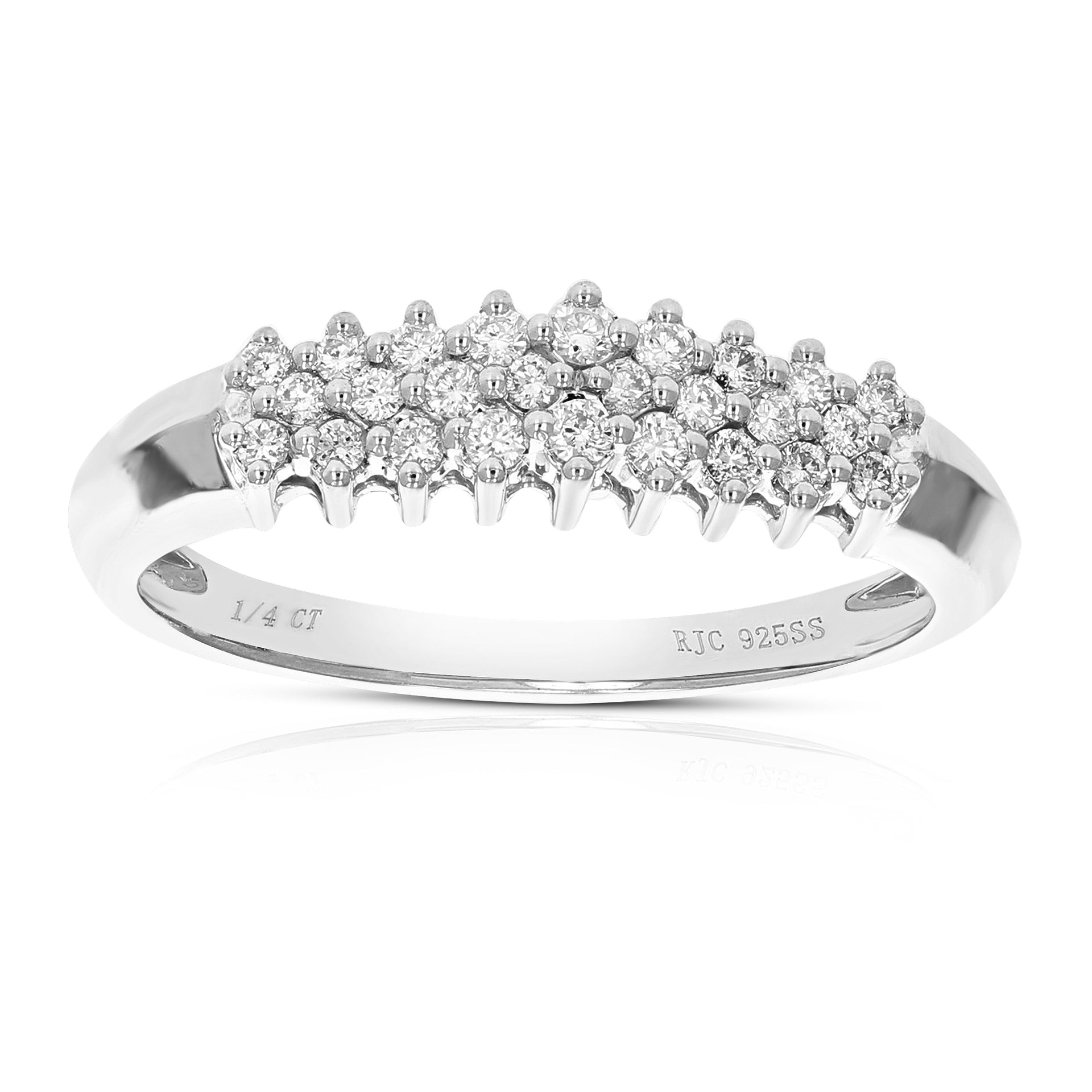 1/4 Cttw Lab Created Diamond Wedding Band 925 Sterling Silver Prong