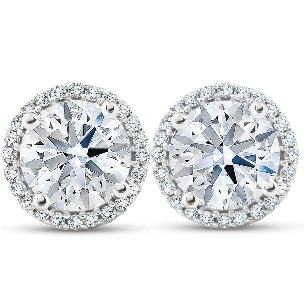 2 1/5 Ct Diamond Halo Studs White Gold Lab Grown