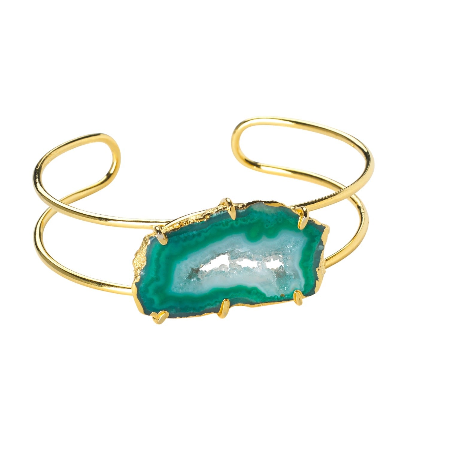 Green Gemstone Summer Love Cuff Bracelet Horizontal