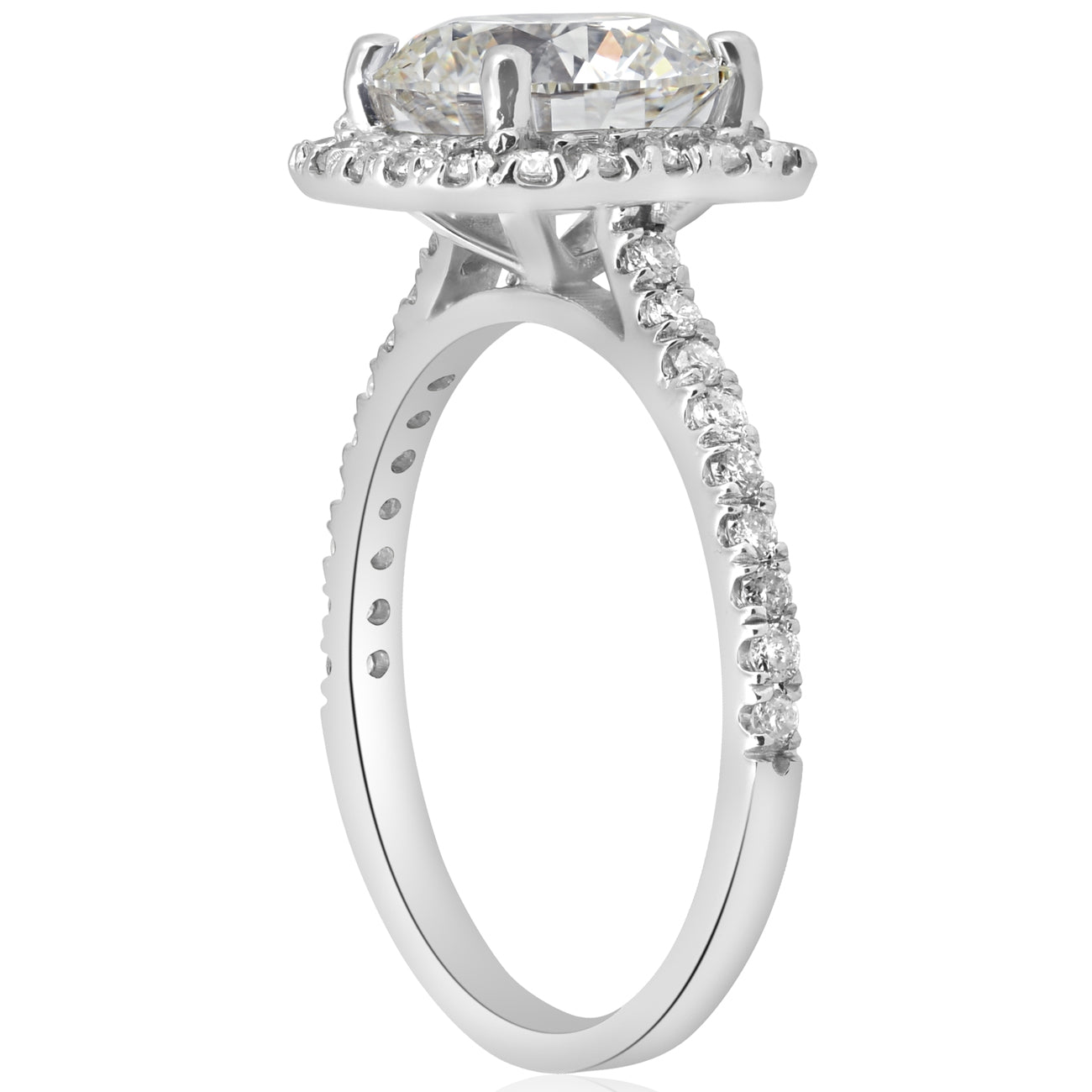 3 1/2 ct Diamond Cushion Halo Engagement Ring 14k White Gold Lab Grown