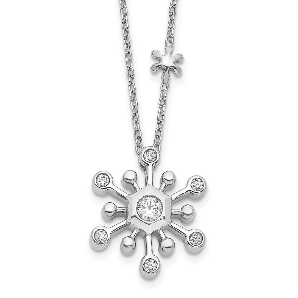 14K White Gold 1/4 CT Lab Grown Diamond Snowflake Necklace Clarity VS Color G-H