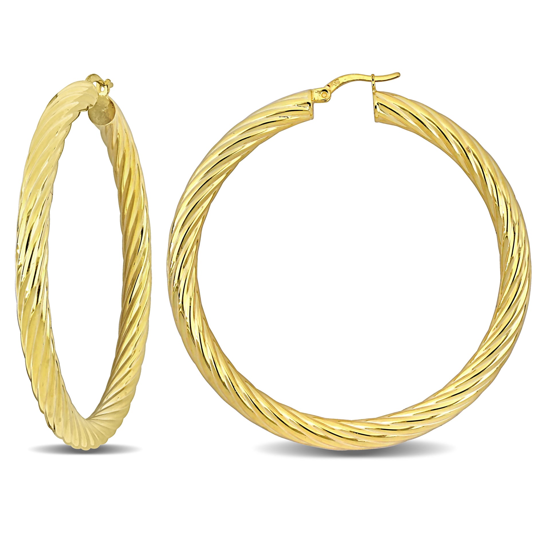 Mimi & Max 60x5mm Twist Hoop Earrings in Yellow Plated Silver
