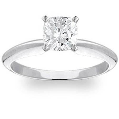 1ct Cushion Diamond Solitaire Ring 14K White Gold