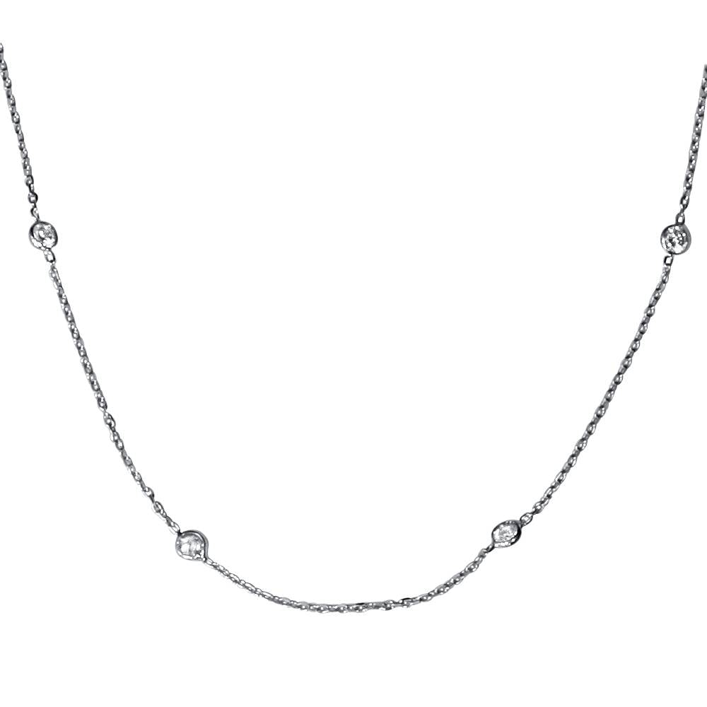 1ct Diamonds Bezel Station 18' 14K White Gold Women's Necklace