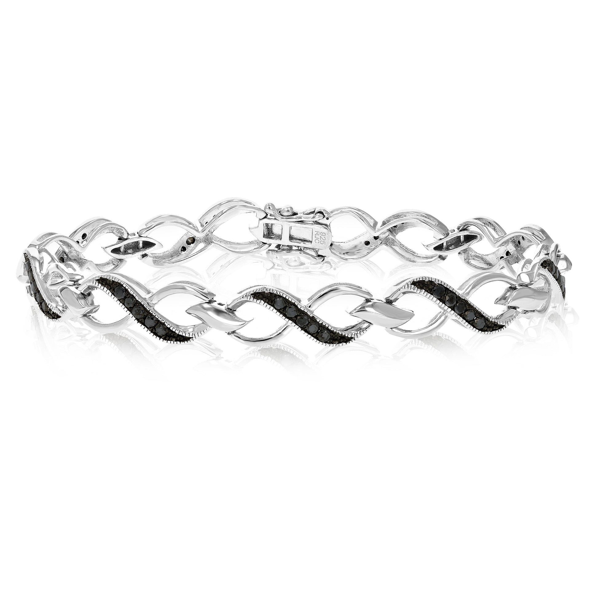 Sterling Silver Black Diamond Bracelet (1 CT) Infinity Style