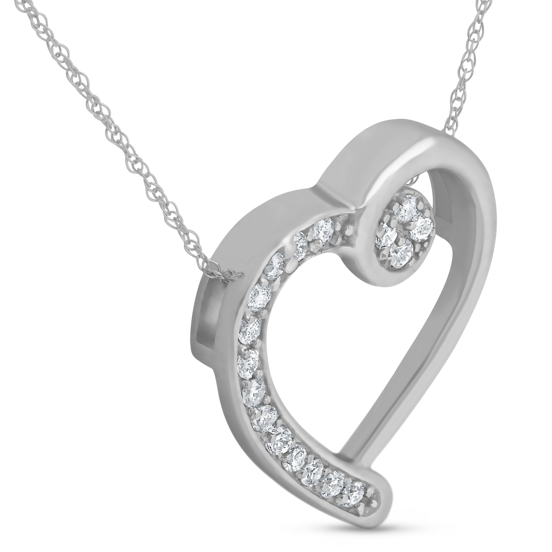 1/4Ct Diamond Heart Pendant Necklace in 10k White, Yellow, or Rose Gold
