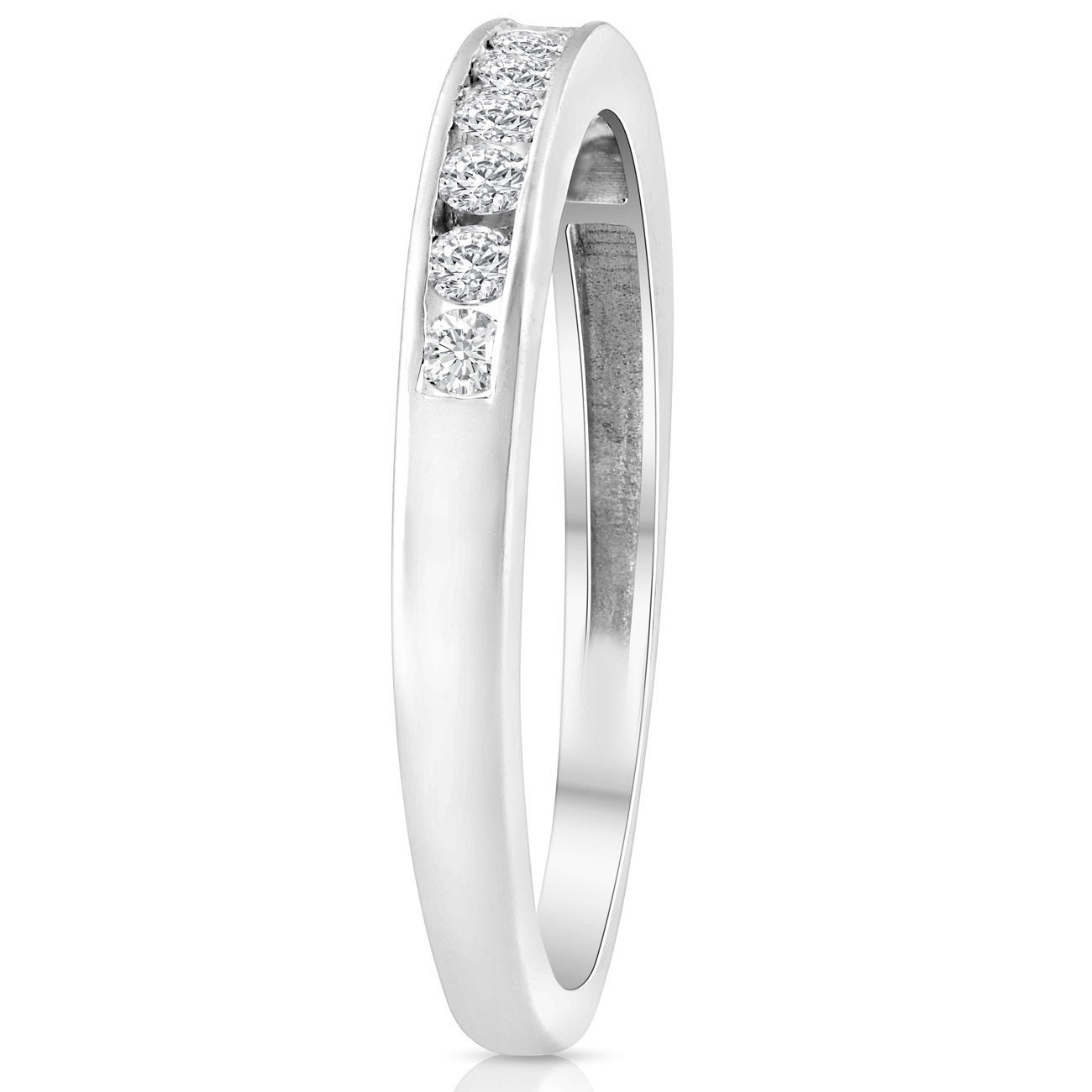 1/4 Ct Diamond Channel Set Wedding Ring 10k White Gold