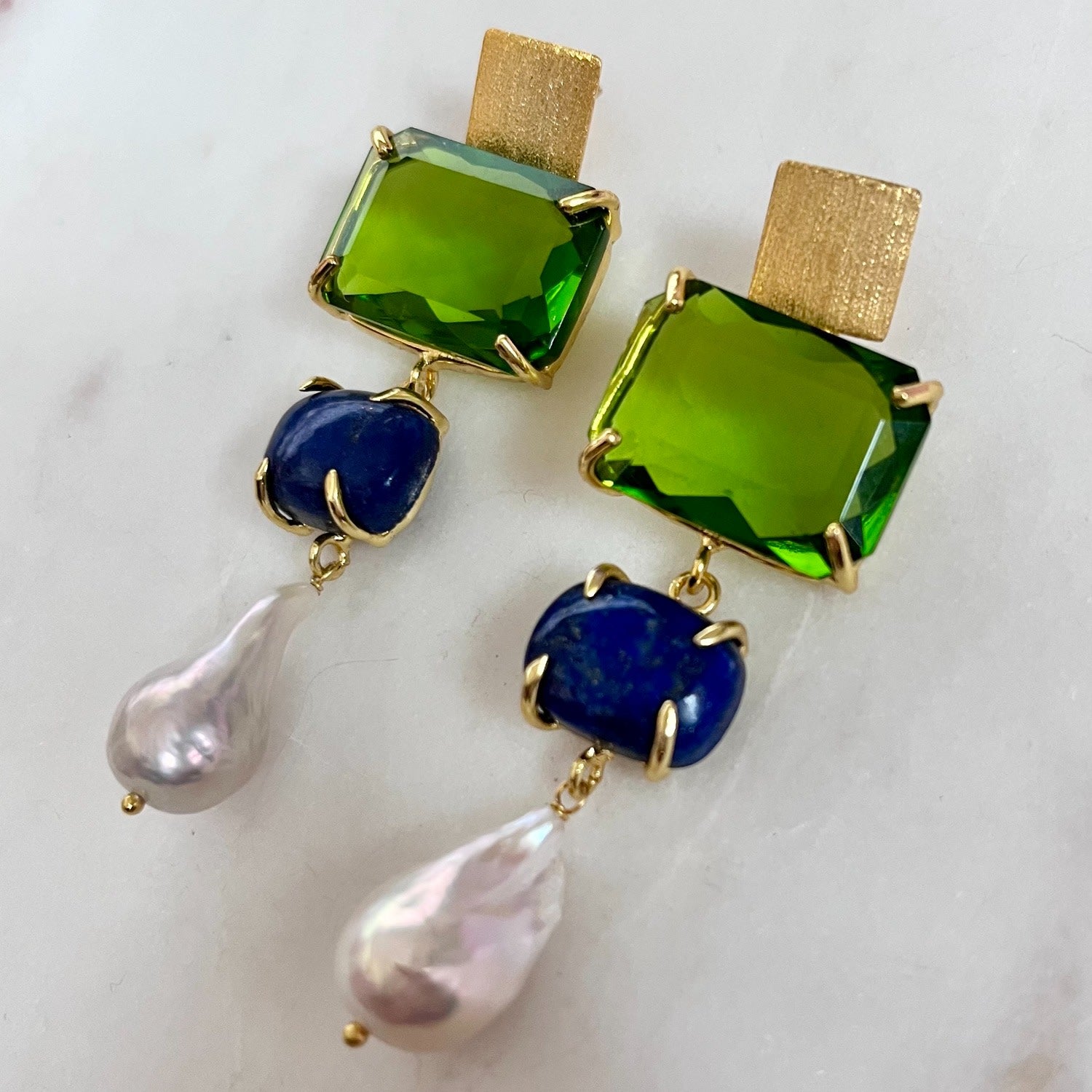 Oceania Earrings Green & Navy