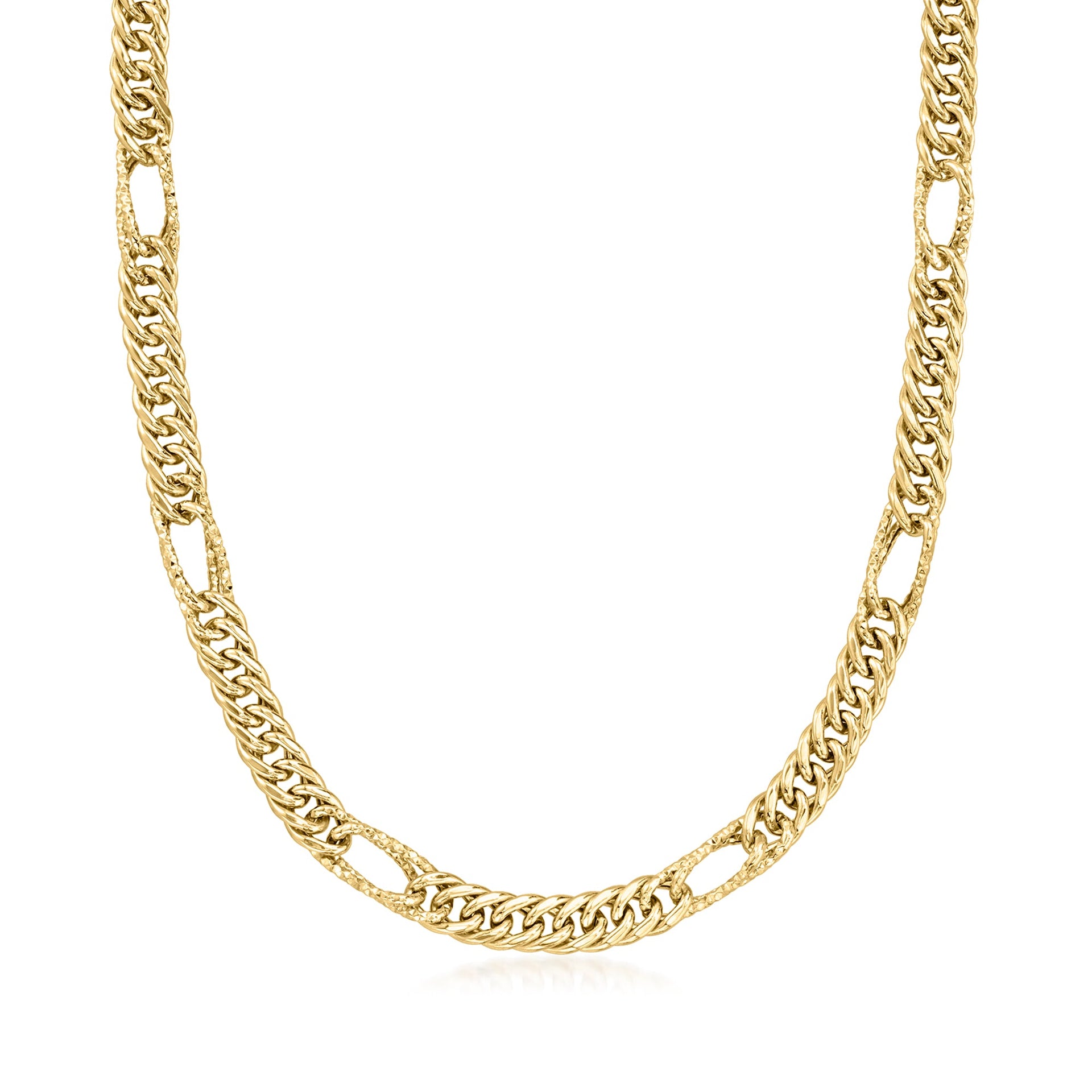 Canaria 6mm 10kt Yellow Gold Curb-Link Station Necklace
