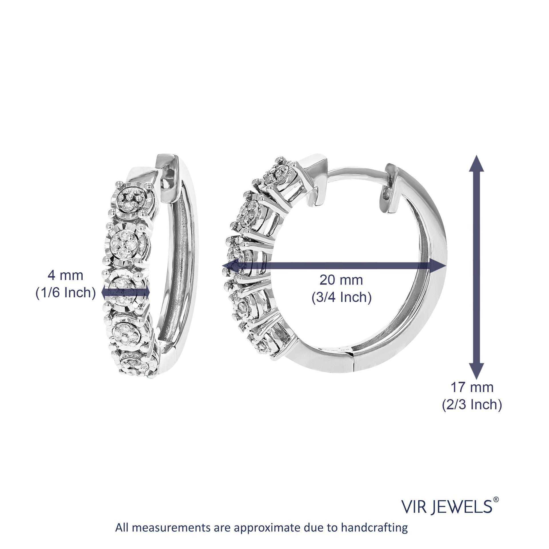 1/10 cttw Round Lab Grown Diamond hoop earrings .925 Sterling Silver Prong Set