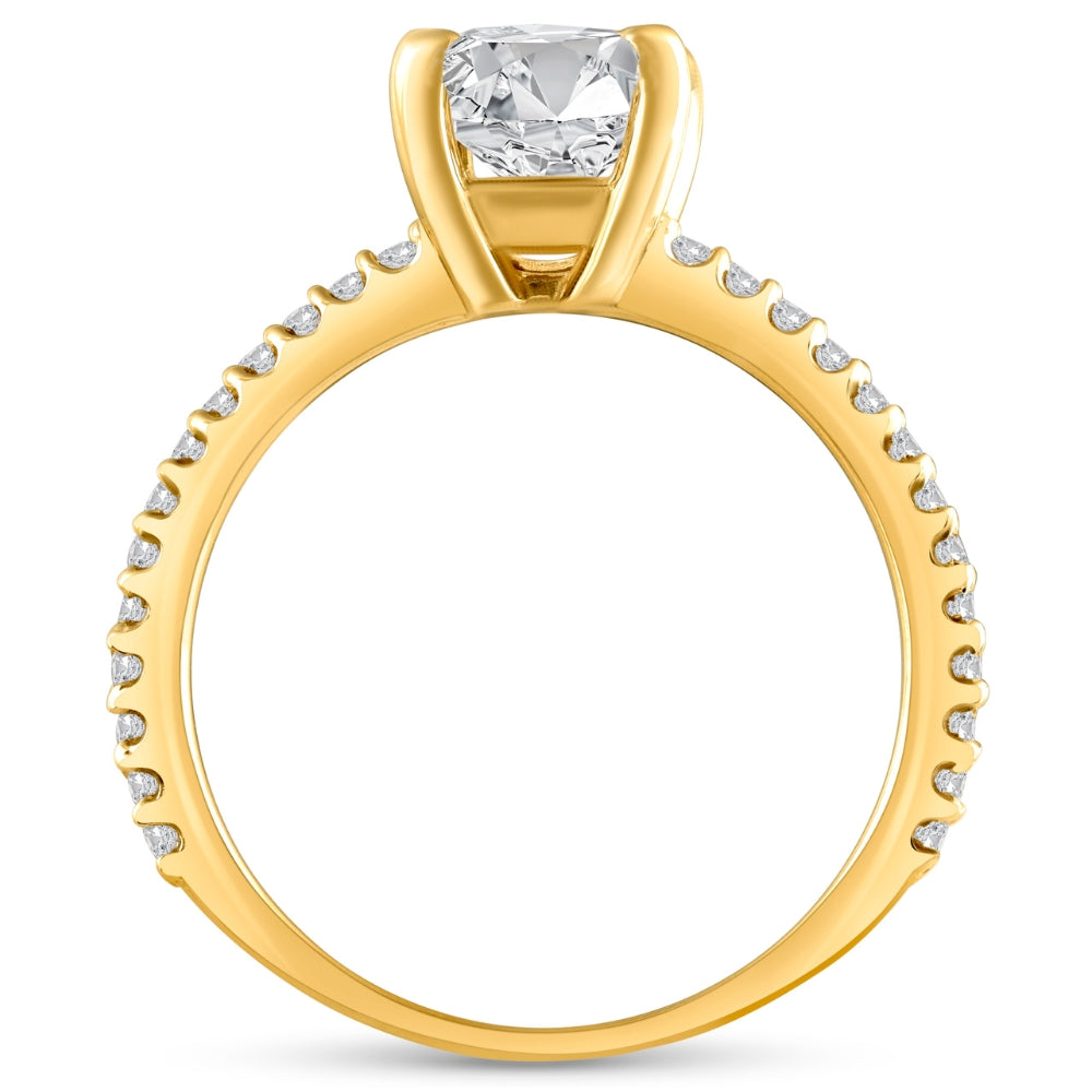 Certified 2.33 Ct Oval Diamond Engagement Ring 14k Yellow Gold Lab Grown