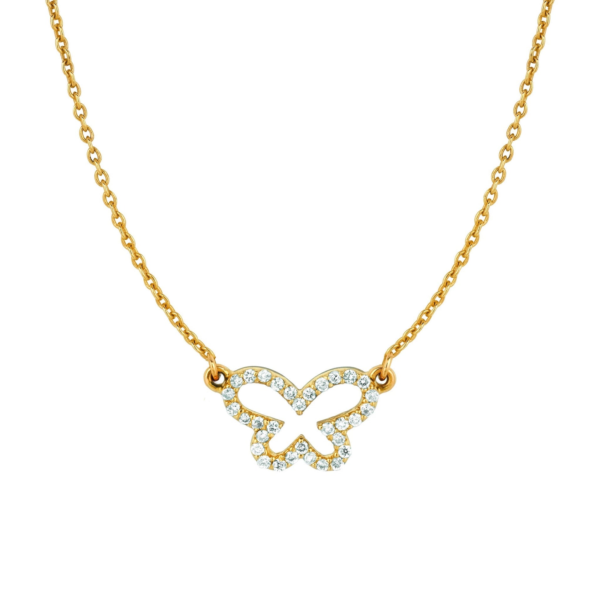 Diamond Butterfly Necklace (Small) Yellow Gold