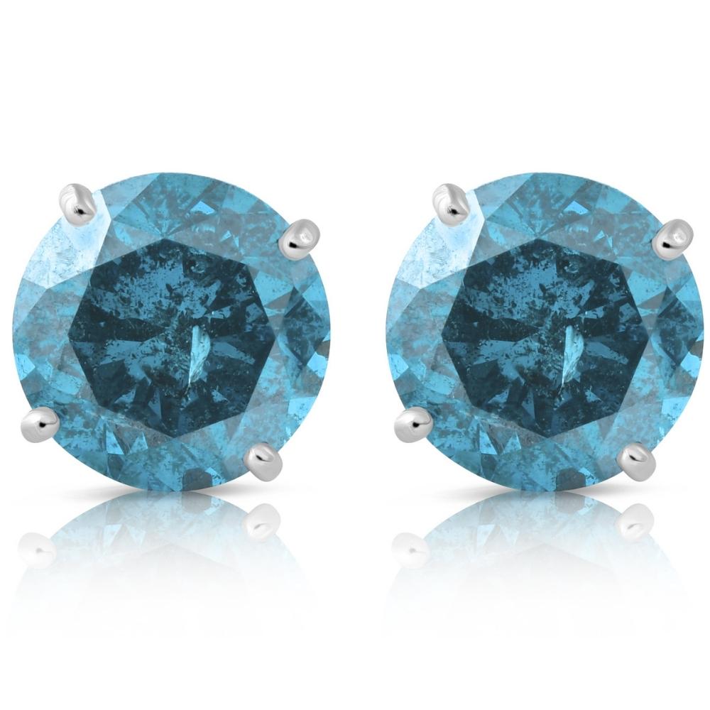 1 5/8 ct Blue Diamond Studs 14K White Gold