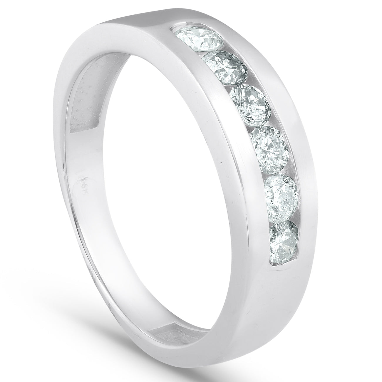 1Ct Diamond Channel Set Polished Wedding Band Mens Ring 14k White Gold Lab Created