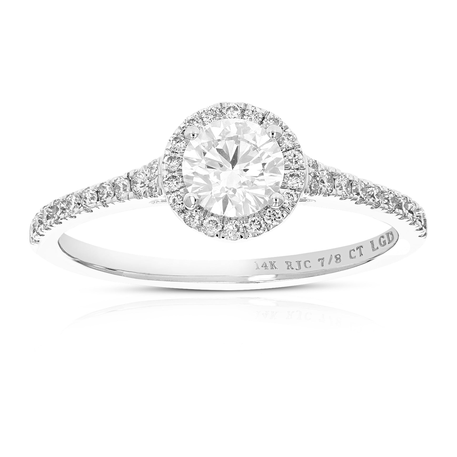 7/8 cttw Wedding Engagement Ring for Women, Round Lab Grown Diamond Ring in 14K White Gold, Prong Setting