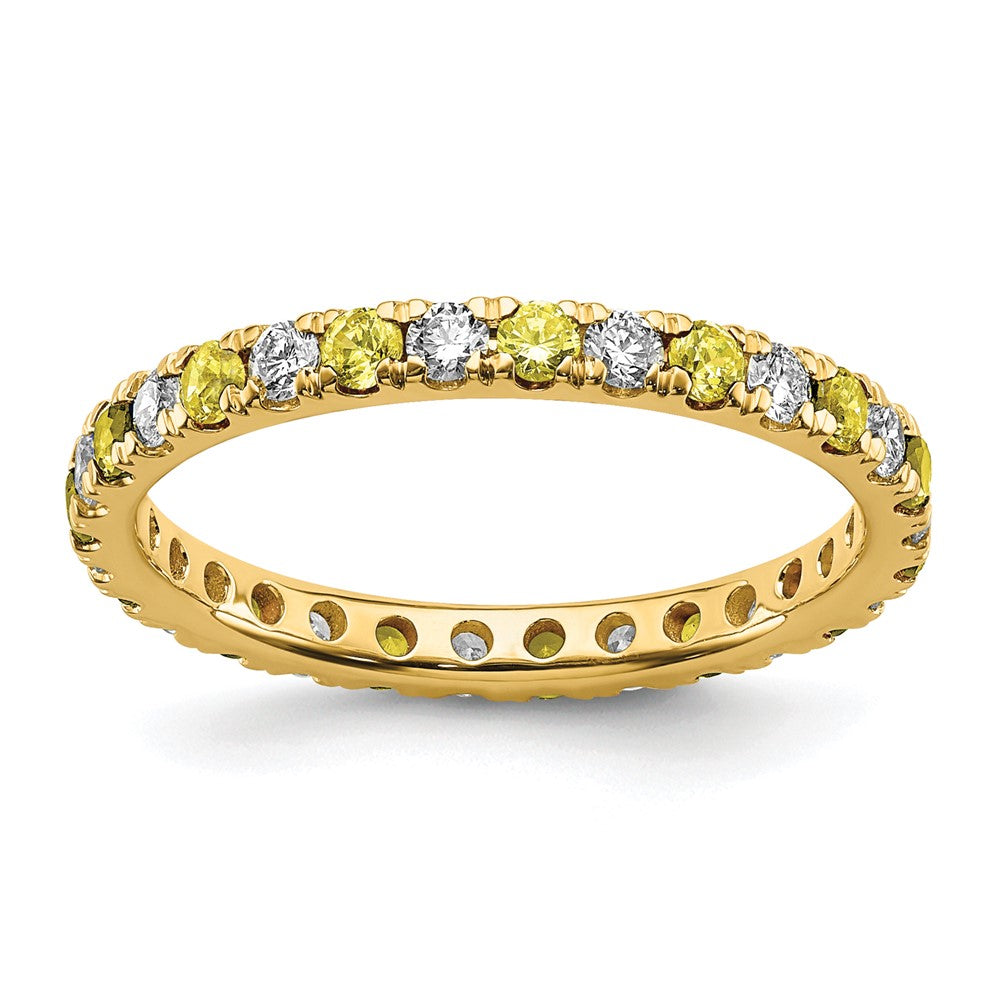 14k Yellow Gold Lab Grown Diamond & Yellow Sapphire Eternity Wedding Band Ring 1/2ct Clarity- VS Color- G-H