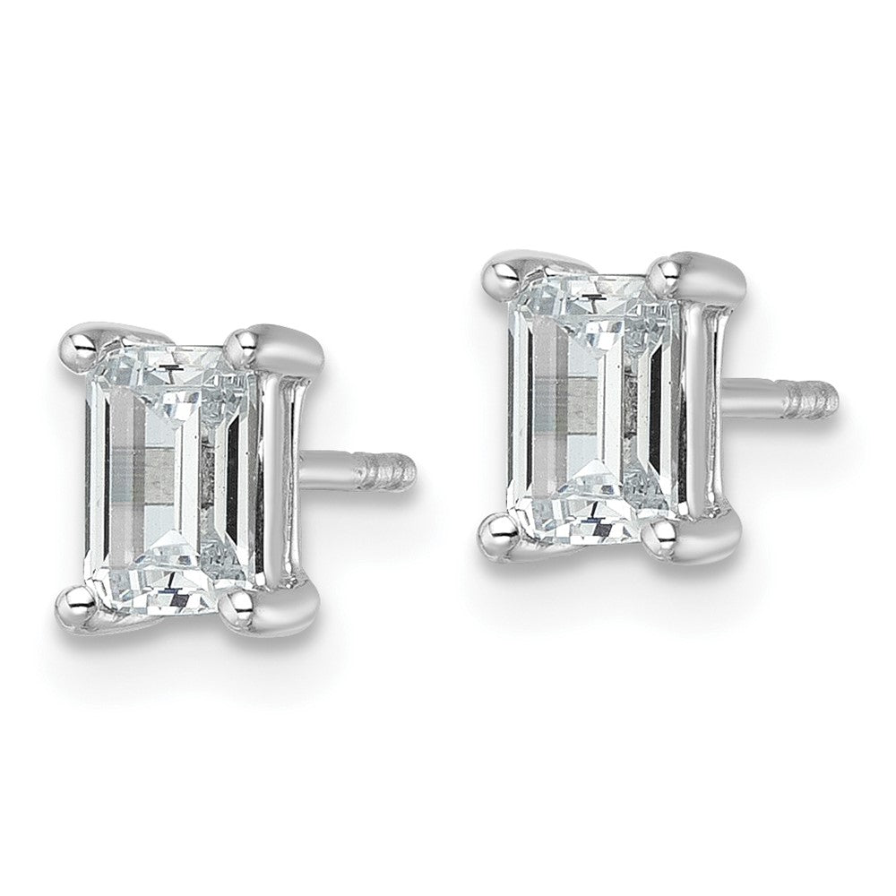 14k White Gold 1 1/2 CT Emerald Lab Grown Diamond Stud Earrings VS Clarity G-H Color