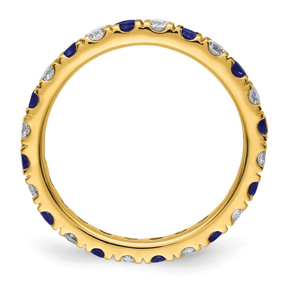 14k Yellow Gold Lab Grown Diamond & Sapphire Eternity Wedding Band Ring 0.7ct Clarity- VS Color- G-H