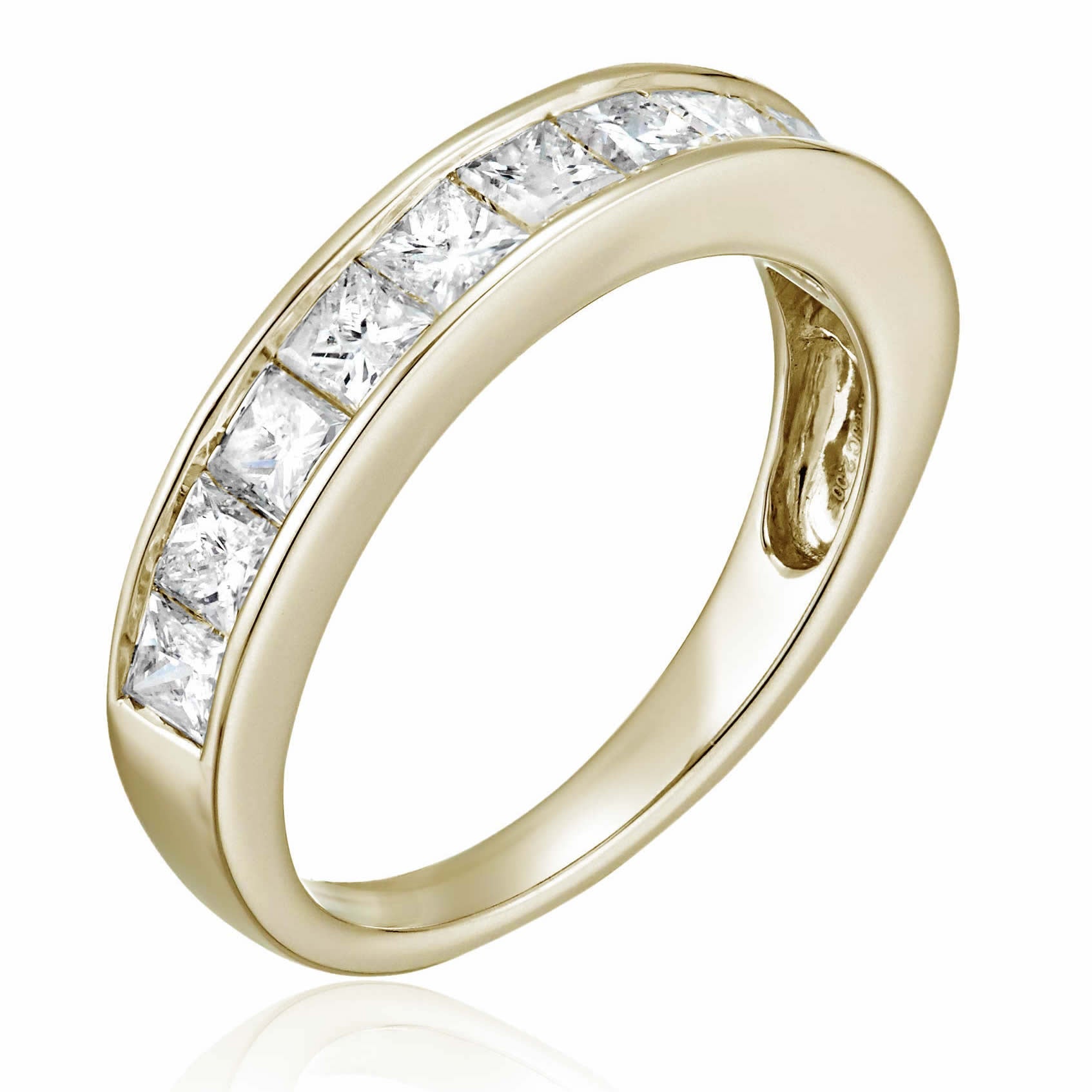 1.50 Cttw Diamond Wedding Band For Women Princess Cut Diamond Wedding Band In 14K Yellow Gold Channel Set