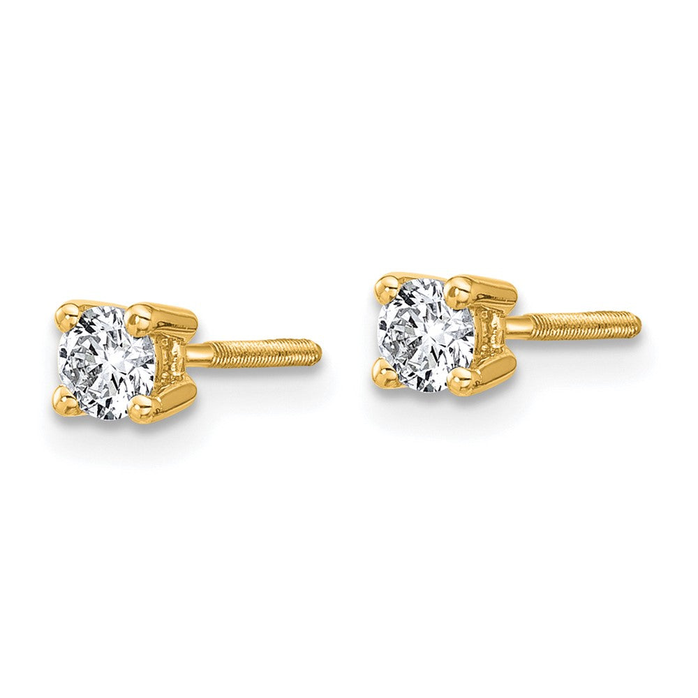 14k Yellow Gold 1/3 CT Round Lab Grown Diamond Stud Earrings Screw Back VS Clarity D-E Color