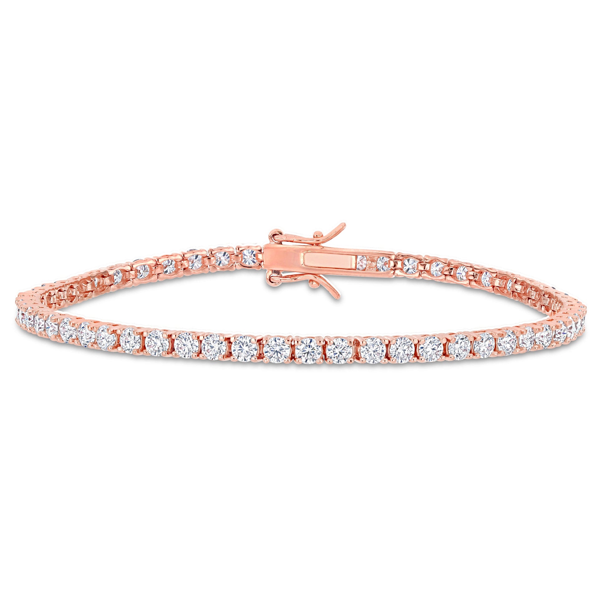 5 1/10 CT DEW Created Moissanite Tennis Bracelet in Rose Gold Plated Sterling Silver