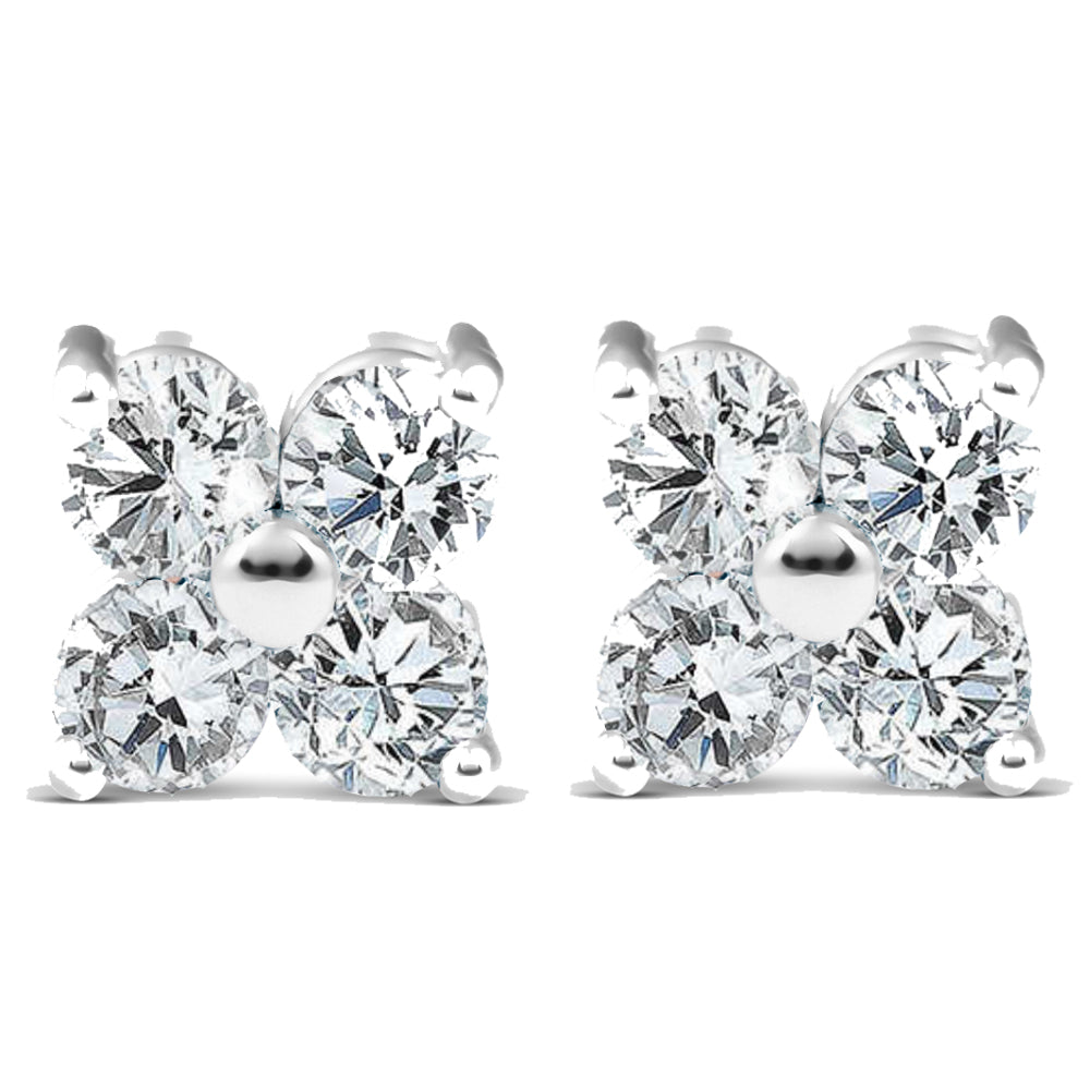 1/2 CT Diamond Eight-Stone Studs 14K White Gold