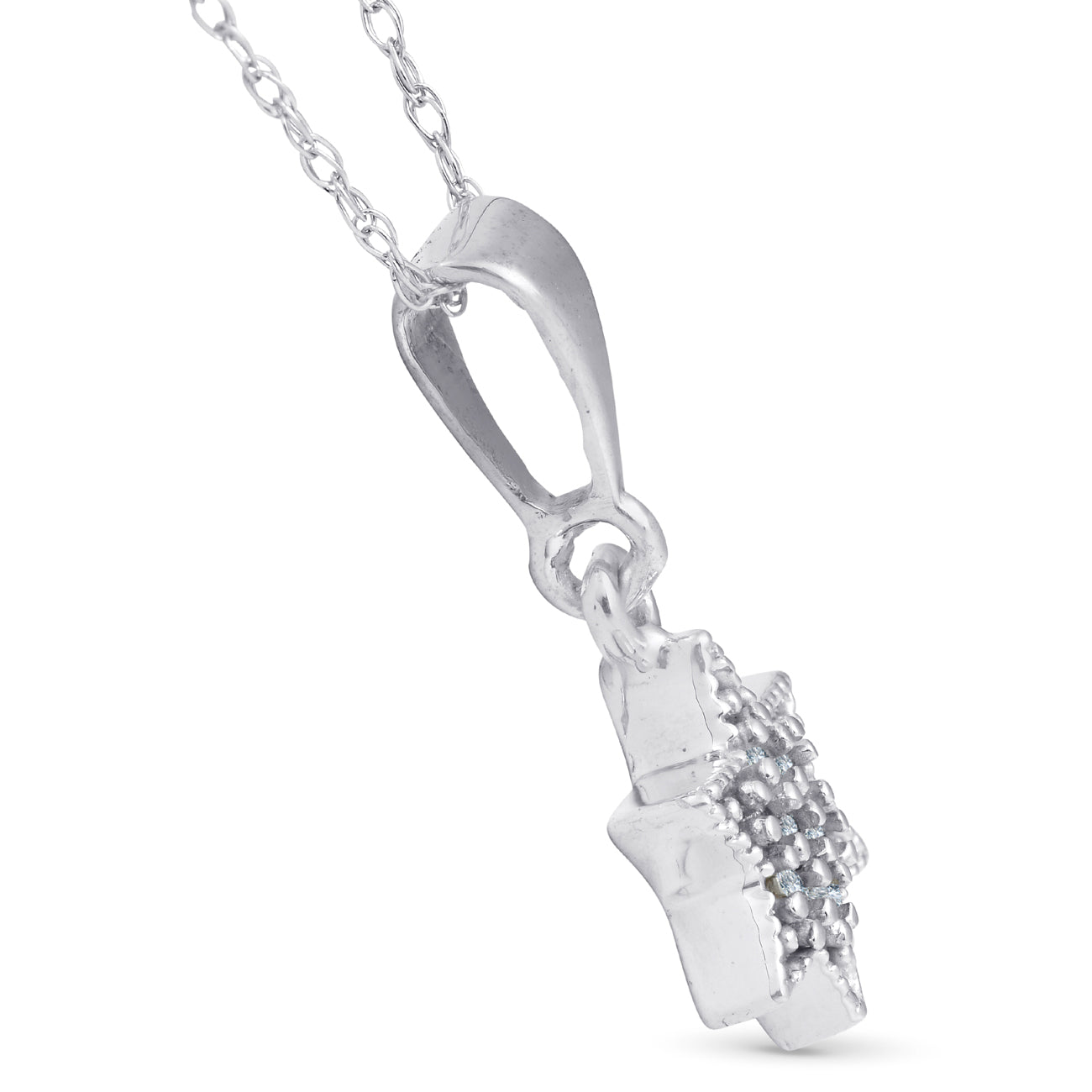 14K 1/15ct Pave Star Of David Diamond Dangle Pendant