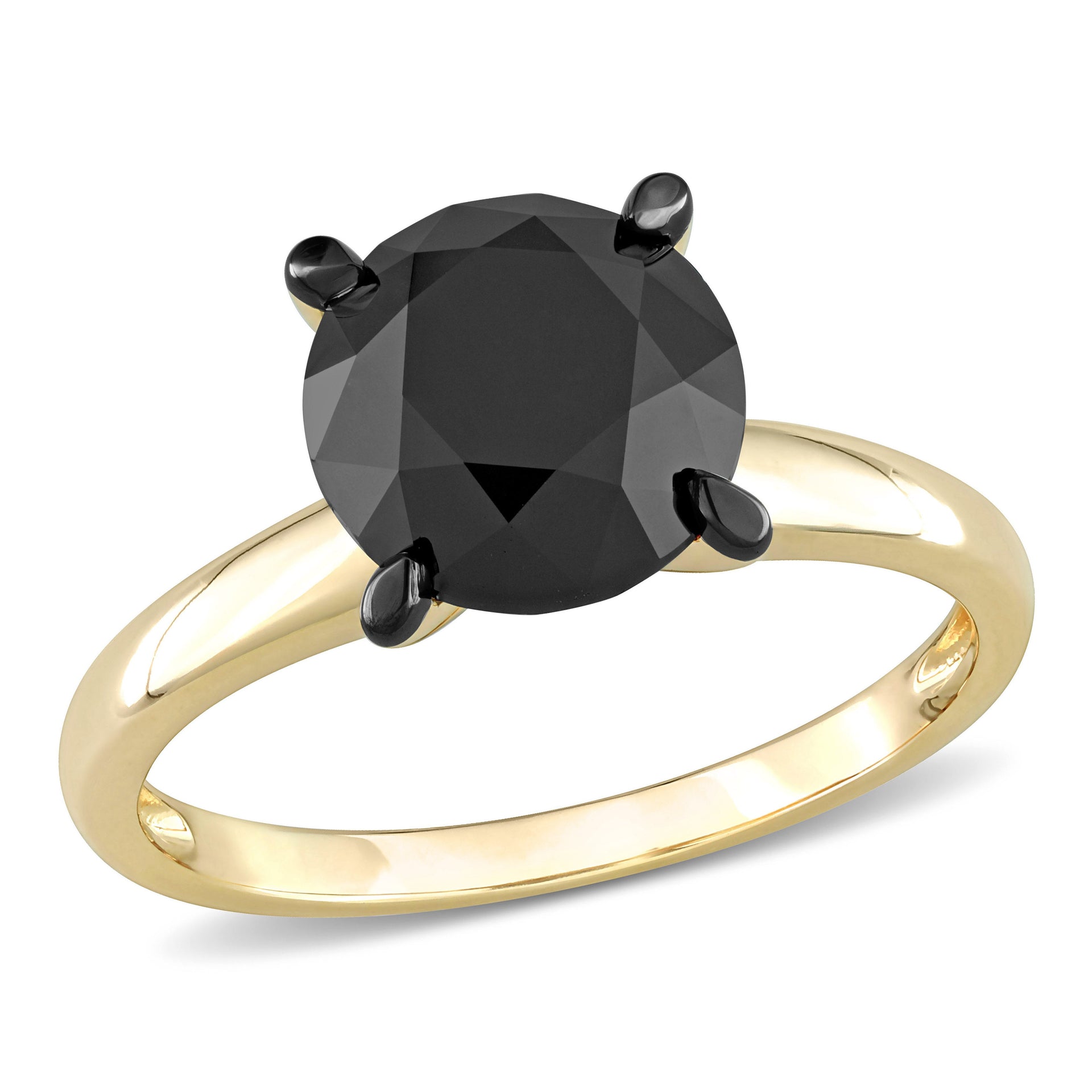 Mimi & Max 3ct TW Black Diamond Solitaire Engagement Ring 14k Yellow Gold