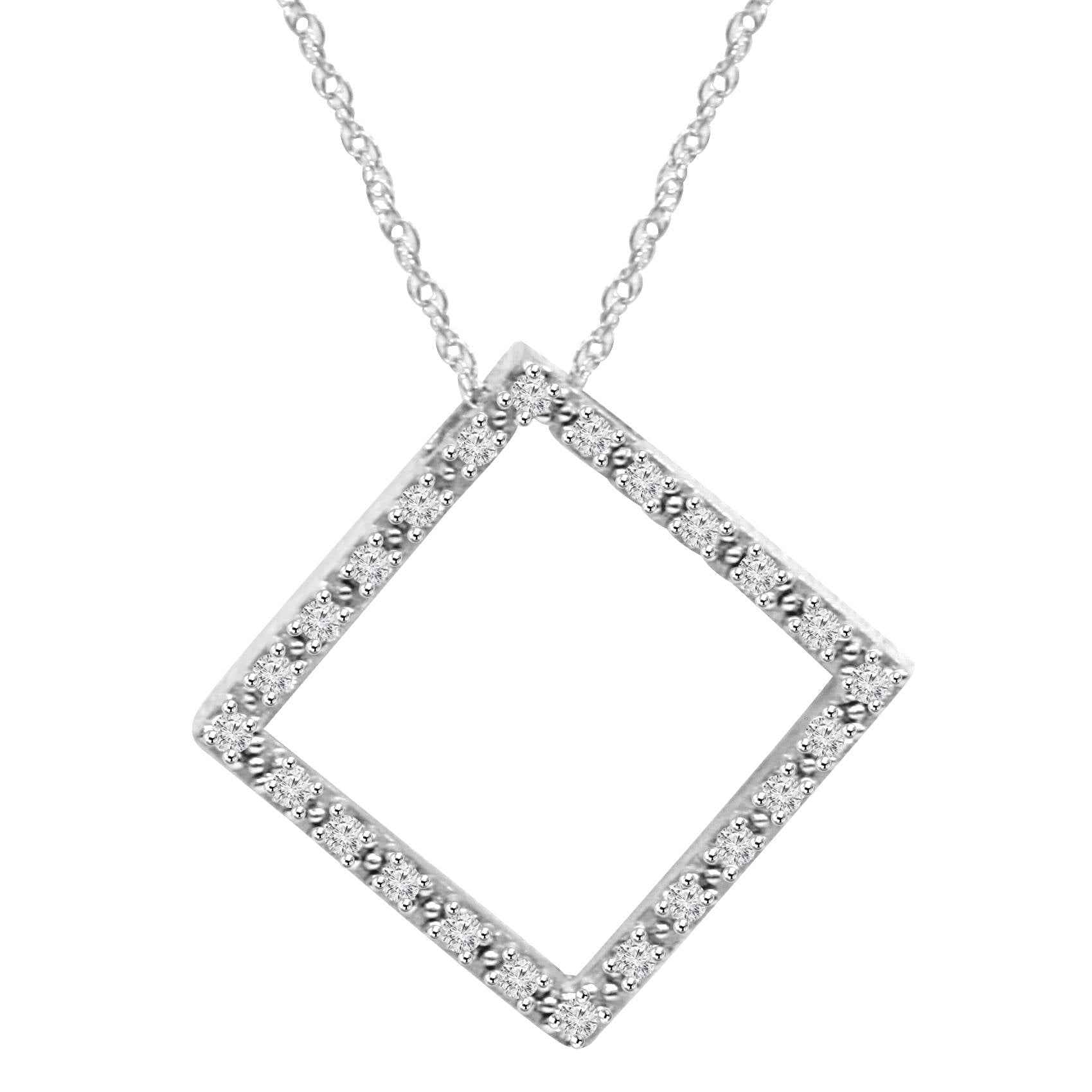 1/4CT Diamond Pendant 10K White Gold 7/8' Tall