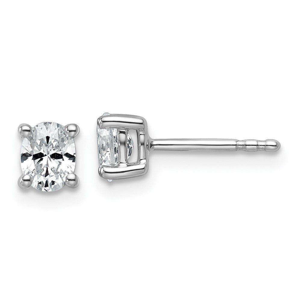 14K White Gold 1/2 CT Lab Grown Diamond 5x4mm Oval Stud Earrings VS Clarity D-E Color