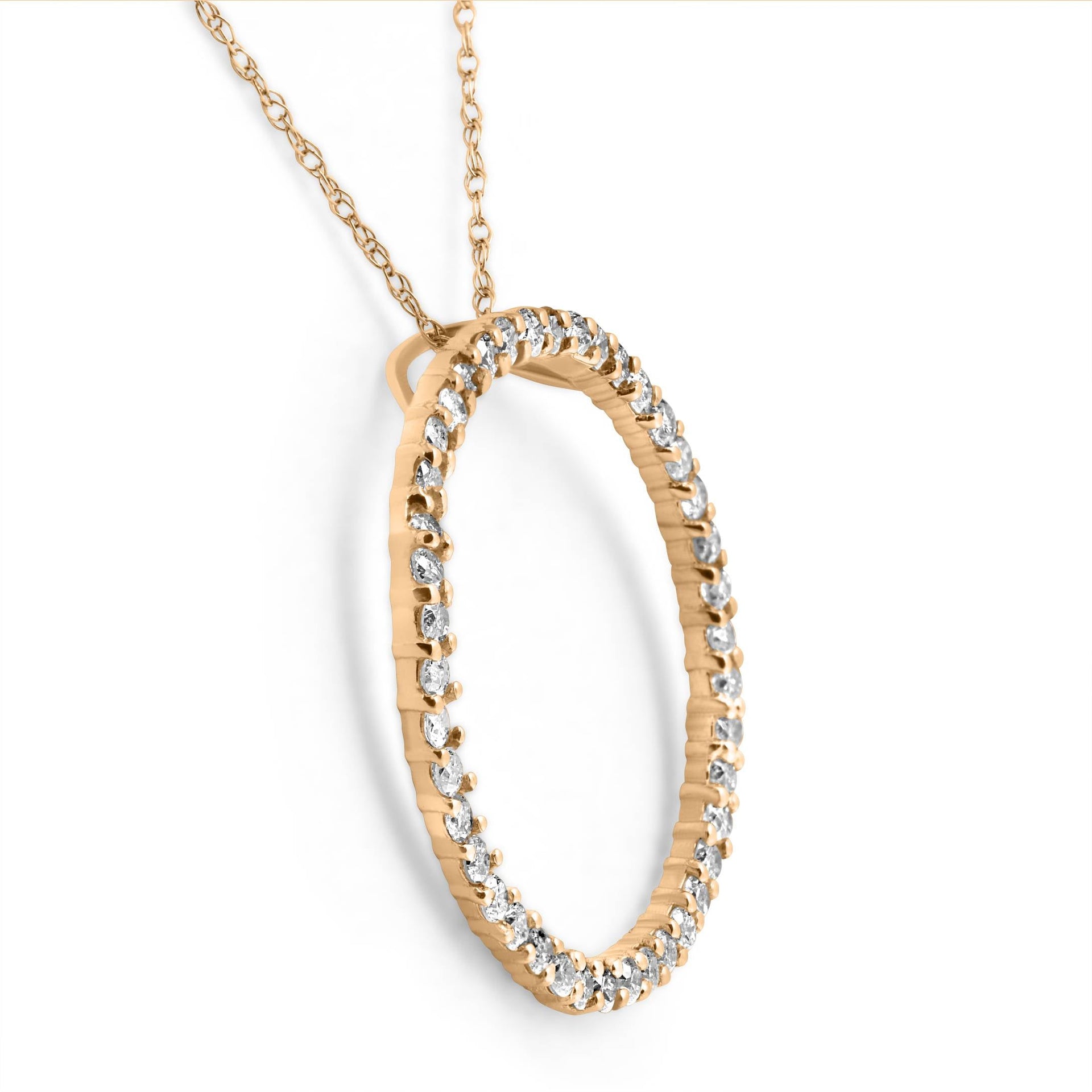 1 Ct Real Diamond Circle Of Life Eternity Round Pendant 14K White or Yellow Gold