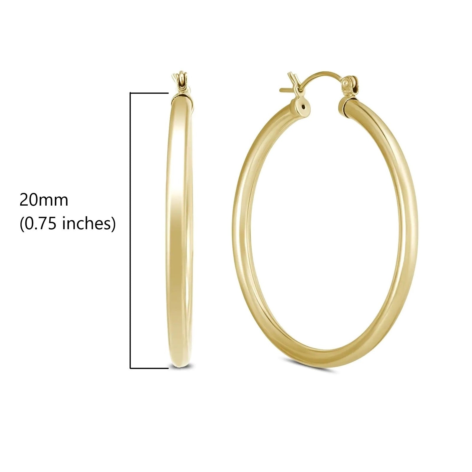 14k Yellow Gold 3MM Thick Tube Hoop Earrings
