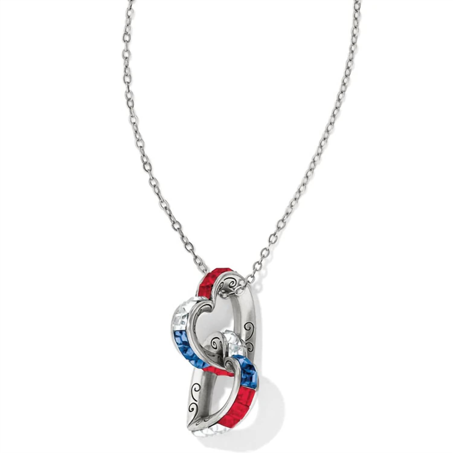 Women's Spectrum Hearts Long Necklace In Red-white-blue