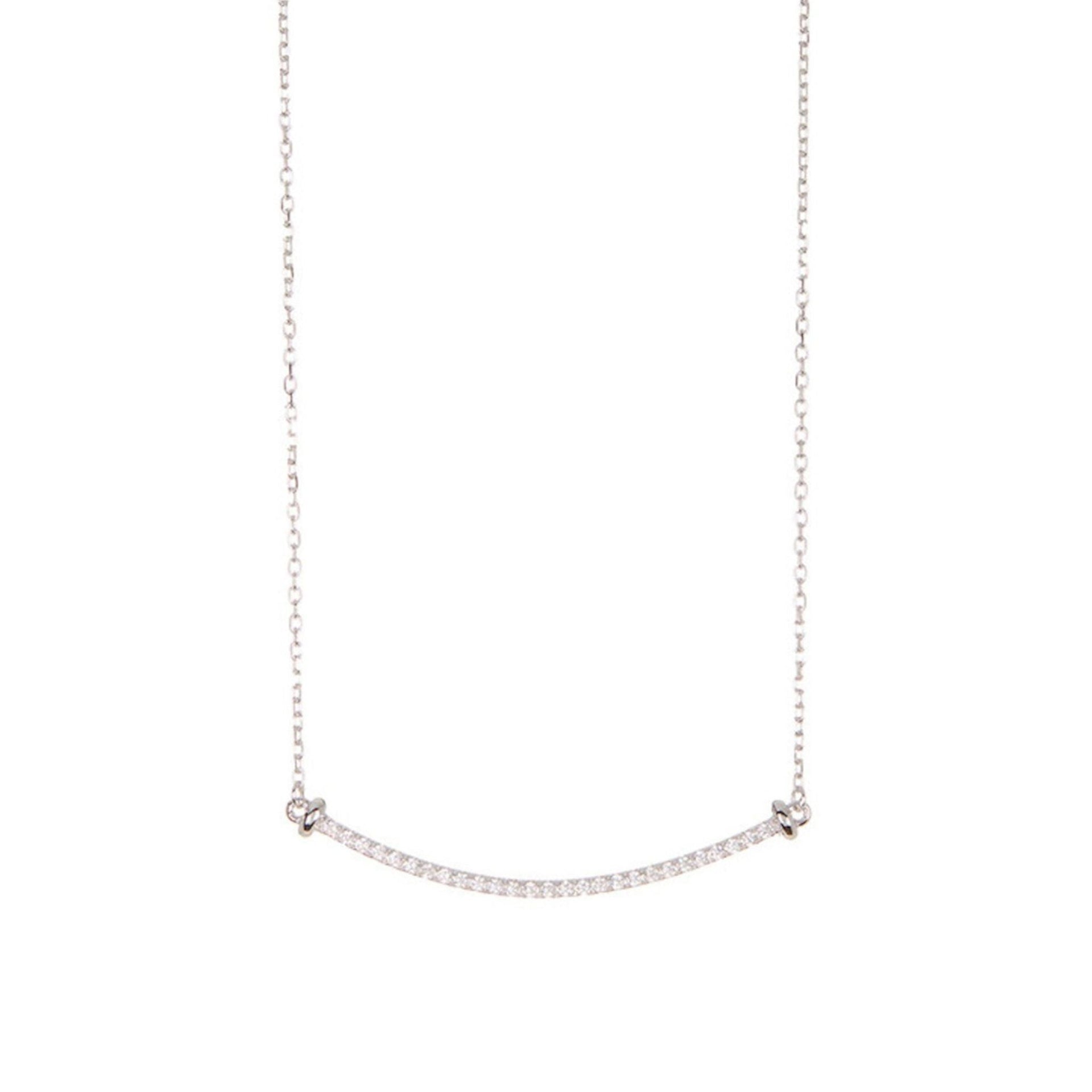 Adornia Crystal Curved Bar Necklace silver