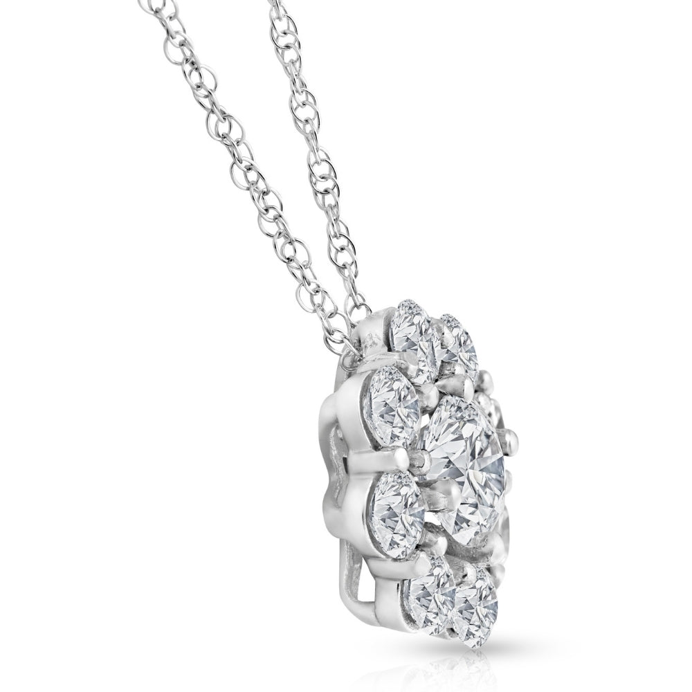 2 1/2 Ct Round Cut Diamond Halo Pendant 14k White Gold 18' Necklace