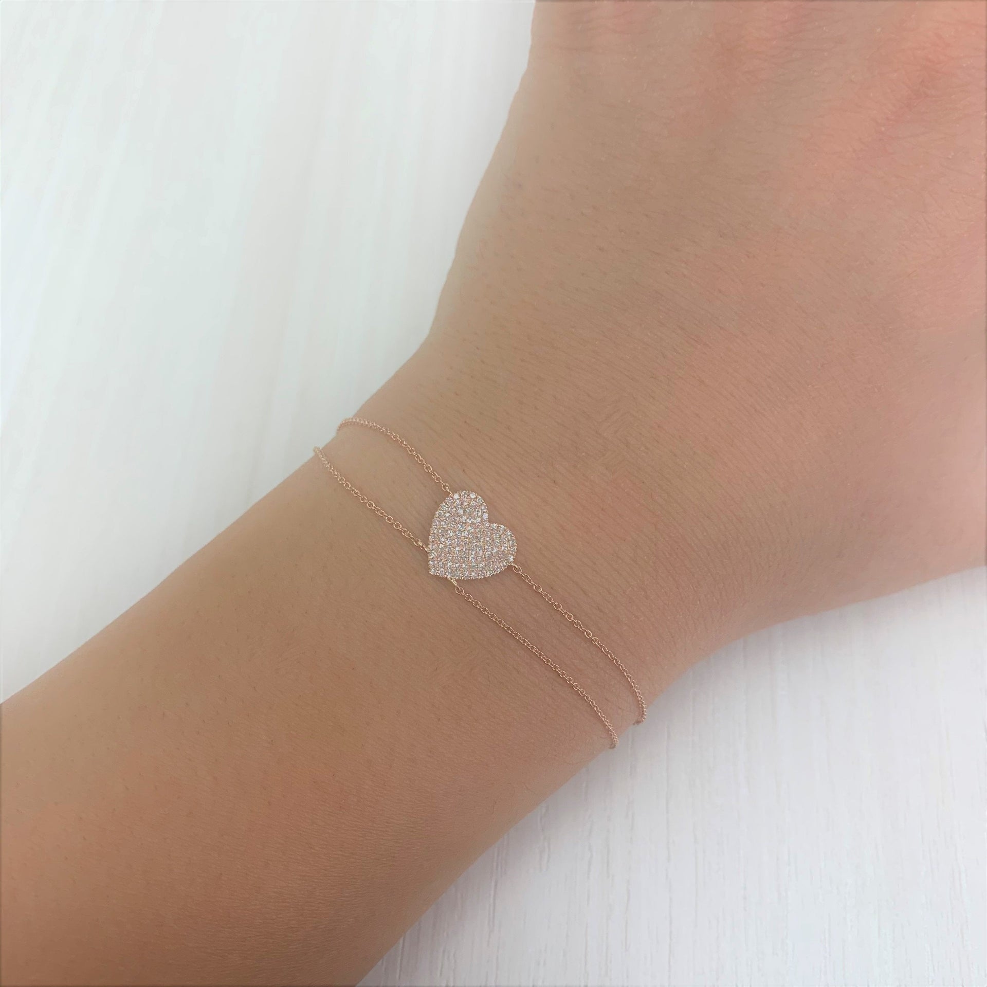 14k Gold & Diamond Heart Bracelet