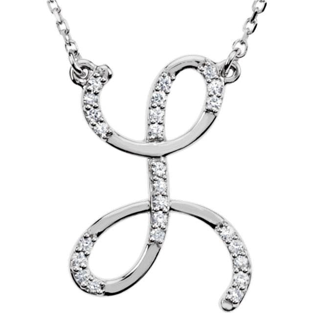 1/4ct Diamond 'L' Initial Pendant 18' Necklace 14K White Gold