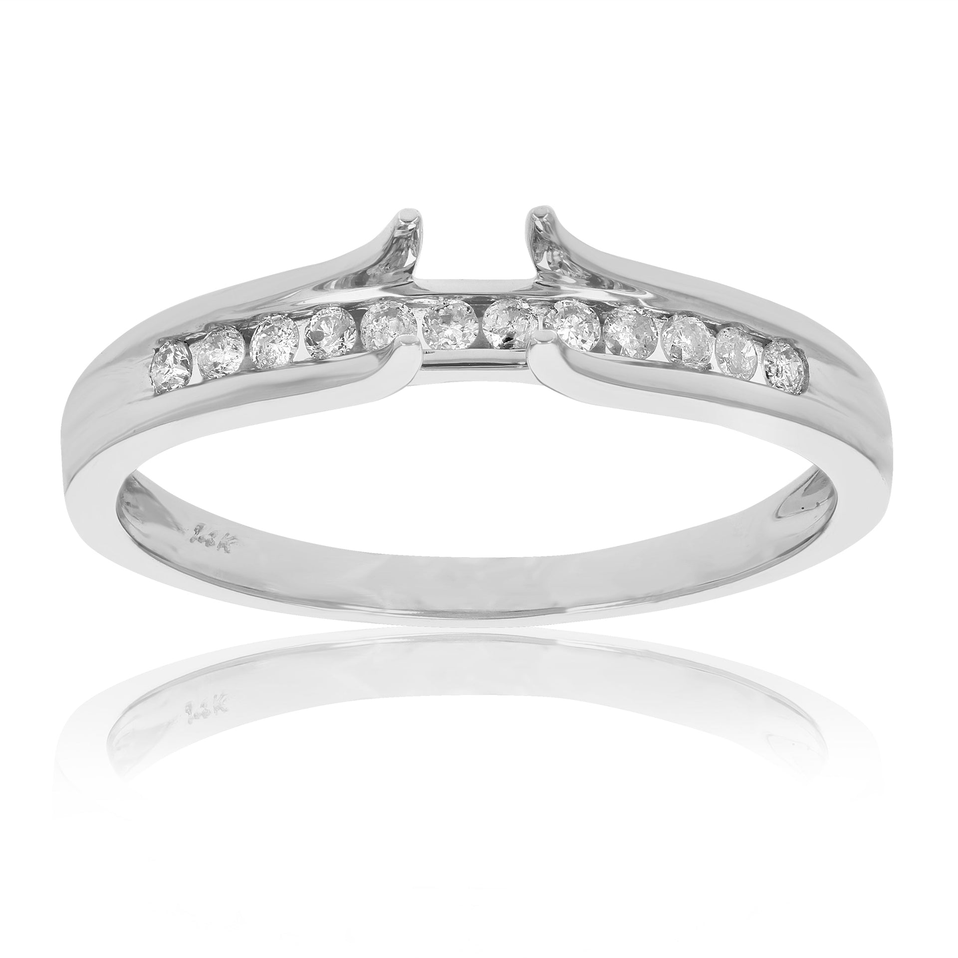 1/8 cttw Diamond Semi Mount Engagement Ring 14K White Gold Wedding Bridal