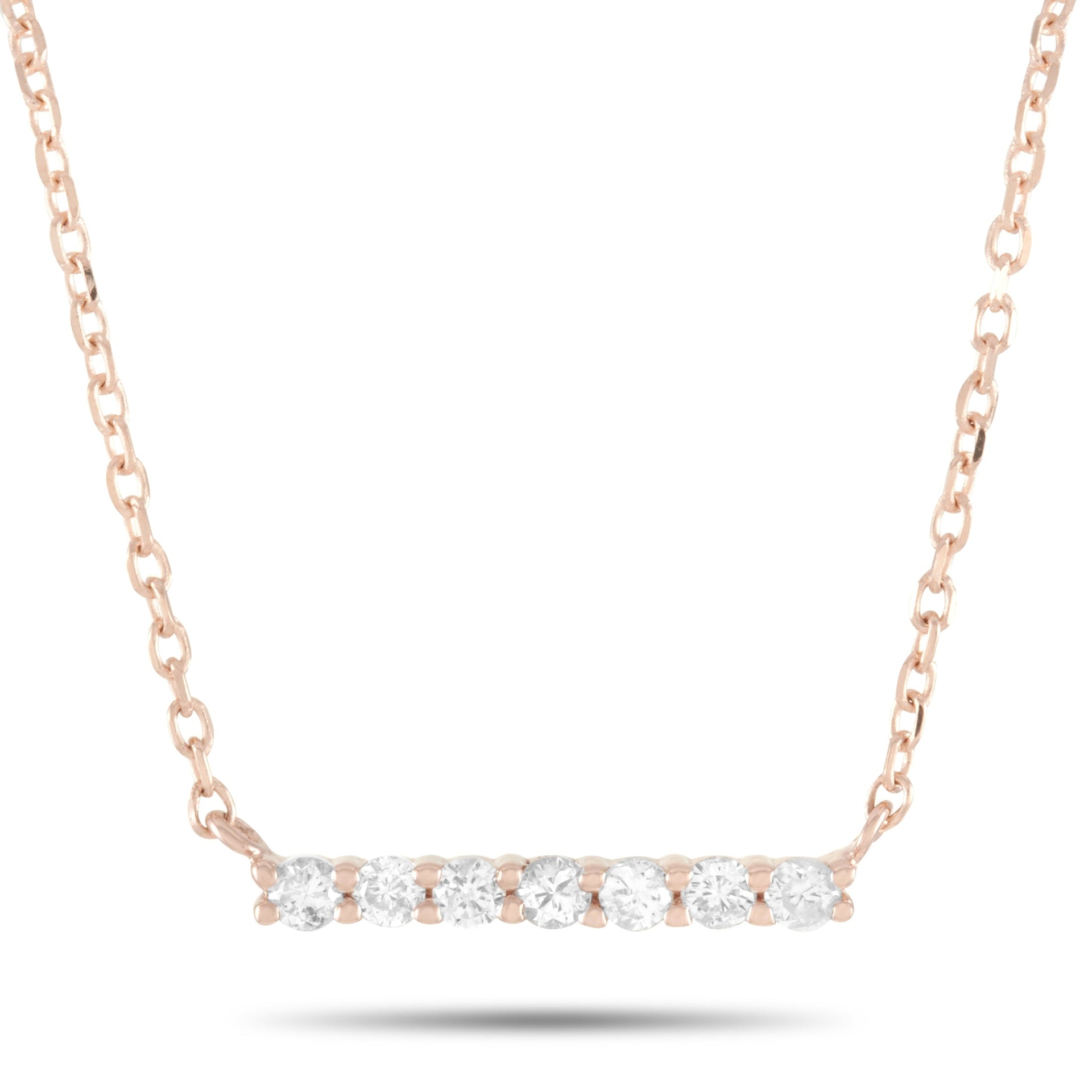LB Exclusive 14K Rose Gold 0.10ct Diamond Bar Necklace