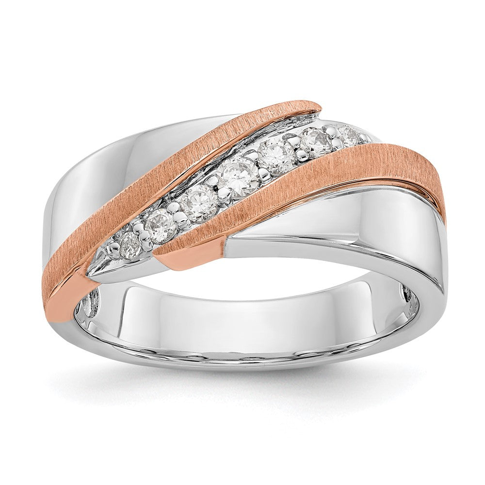 14k Two-tone Lab Grown Diamond Wedding Band Ring 0.33ct Clarity- VS Color- D-E